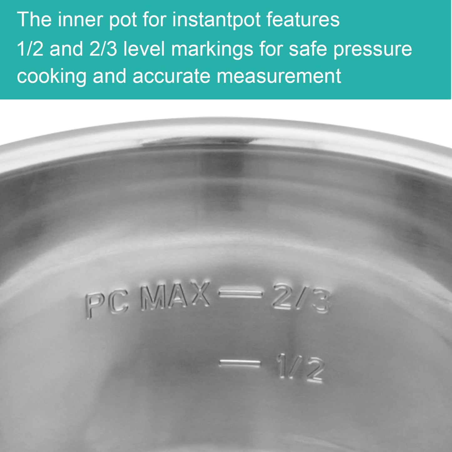 Stainless Steel Inner Pot for Instant Pot 6QT, Upgrade Replacement Pot for Instant Pot 6 Quart, Food Grade 304 (18/8) Stainless Steel Insert for Instantpot with Thick Bottom, Non-Toxic (No Teflon)