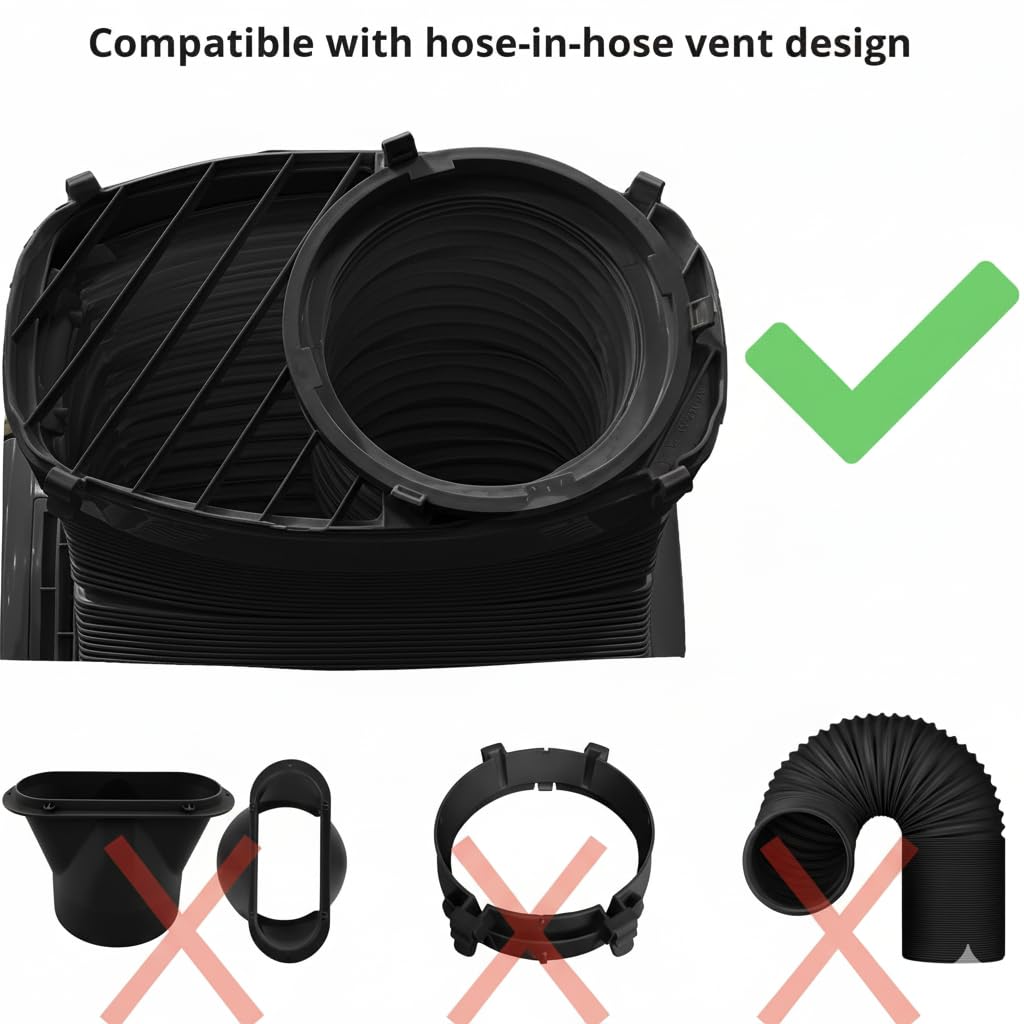 AC Vent Exhaust Hose Adapter Plate for DIY Window and Sliding Doors compatible with Midea Duo (Black)