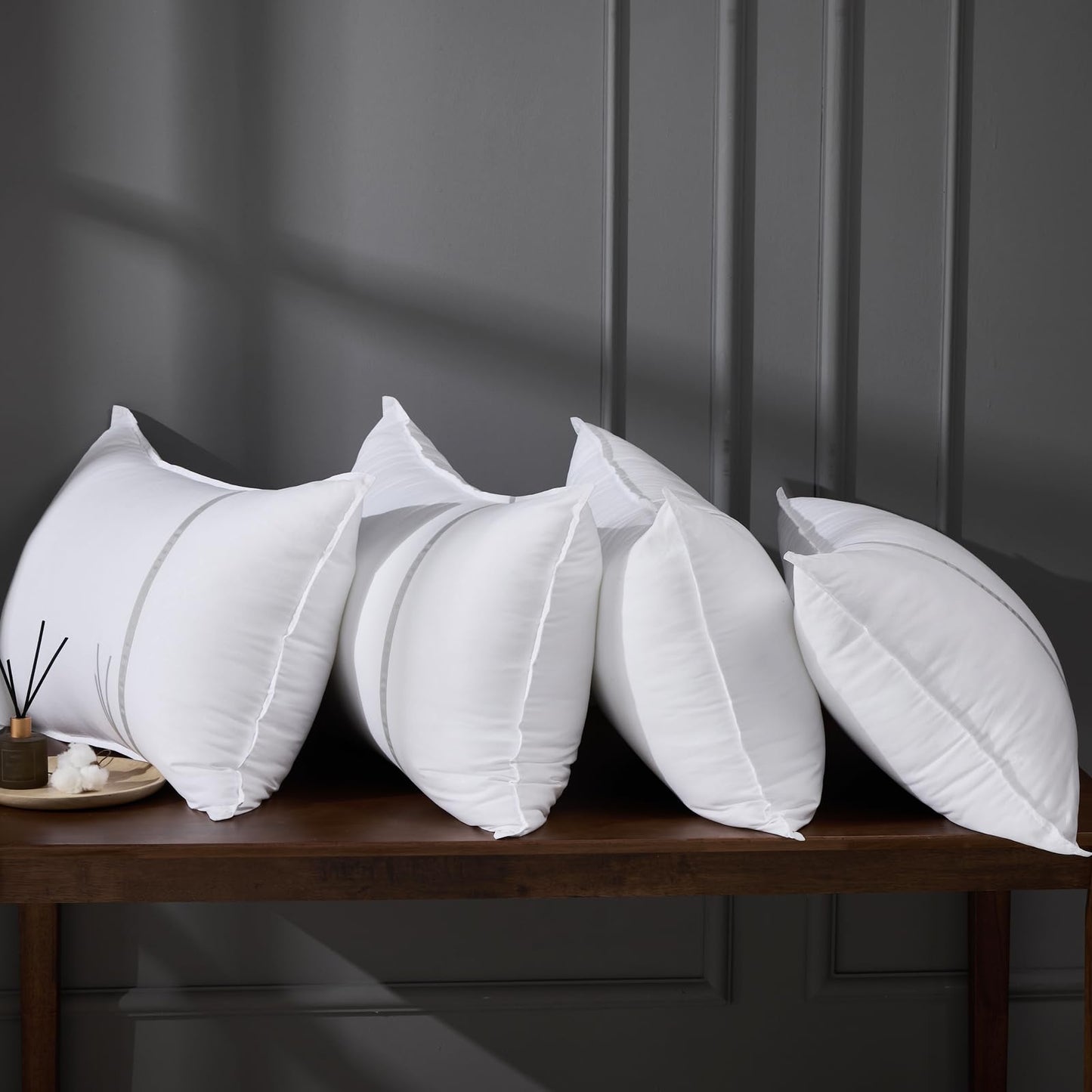 MUFEW King Size Pillows Set of 4, Medium Firm Hotel Pillows for Sleeping, Coolings Bed Pillows for Side & Back Sleepers, Down Alternative Filling, 20 x 34 Inches