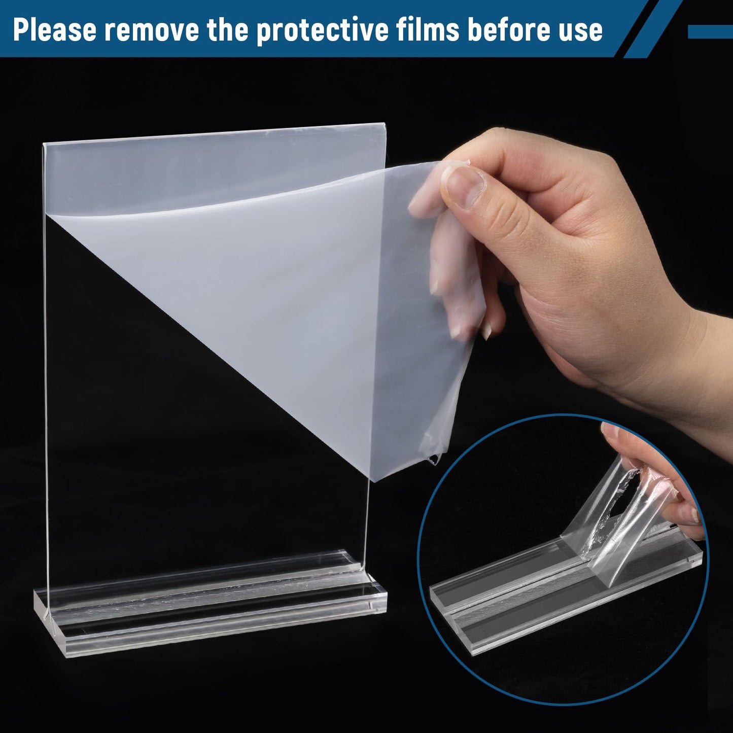 Dynta 24 Pack Acrylic Sign Holder 5x7 Inches Double Sided Picture Frame T Shape Flyer Menu Holder Table Vertical Plastic Clear Display Stand for Restaurant Office Retail Home Wedding