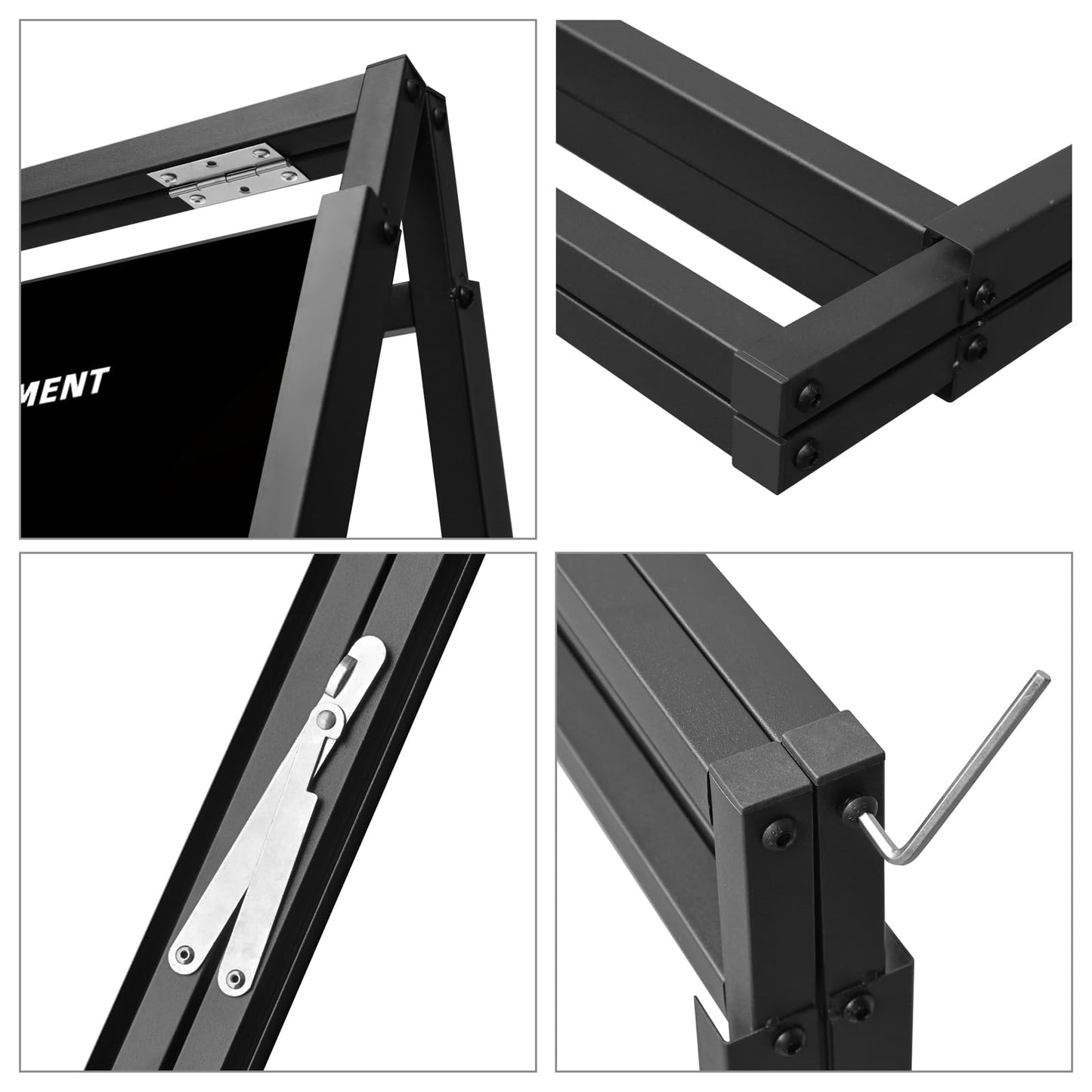 Heavy Duty Slide-in Folding A Frame Sign Sidewalk Sign20x30Inch Sandwich Board Steel Metal Double-Side Pavement sign Corrugated Plastic Poster (20x30 inch(Frame only))