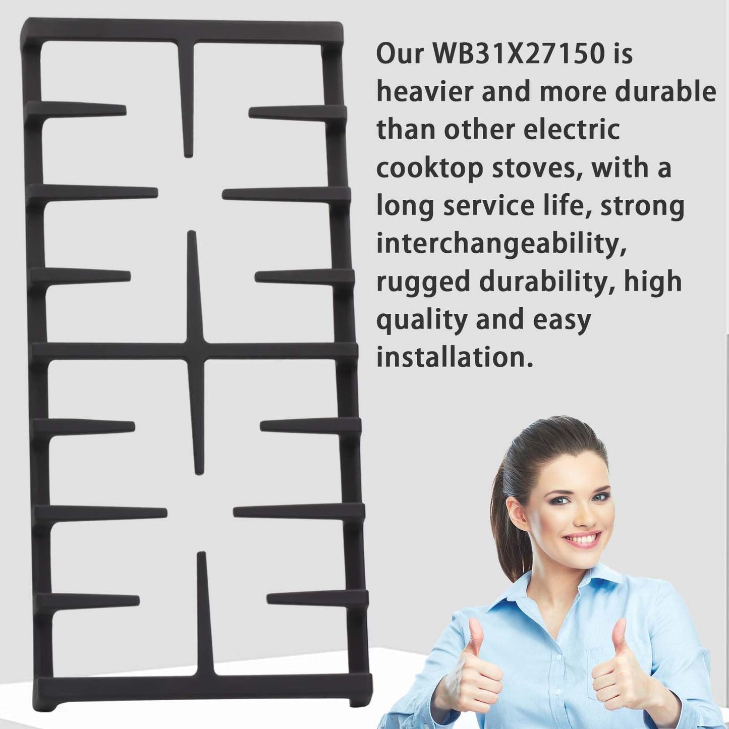 WB31X27150 Gas Burner Grate replace for JXGRATE1 GE Stove Electric Gas Stove Parts Stove Surface Top Center Grate Cast Iron Holder Replace WB31X24737 AP5985159