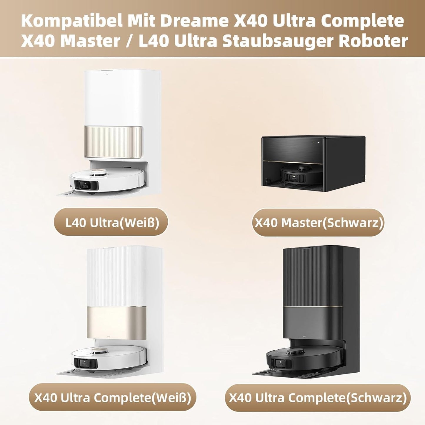 Replacement Parts Accessories for Dreame X40 Ultra Complete L40 Ultra (Gen 2) X40 Master MOVA P10 Pro Ultra (Gen 2) / P50 Pro Ultra Mop Pads *6 Dust Bag*4 Filter HEPA*4 Main Brushes*2 Side Brushes*4