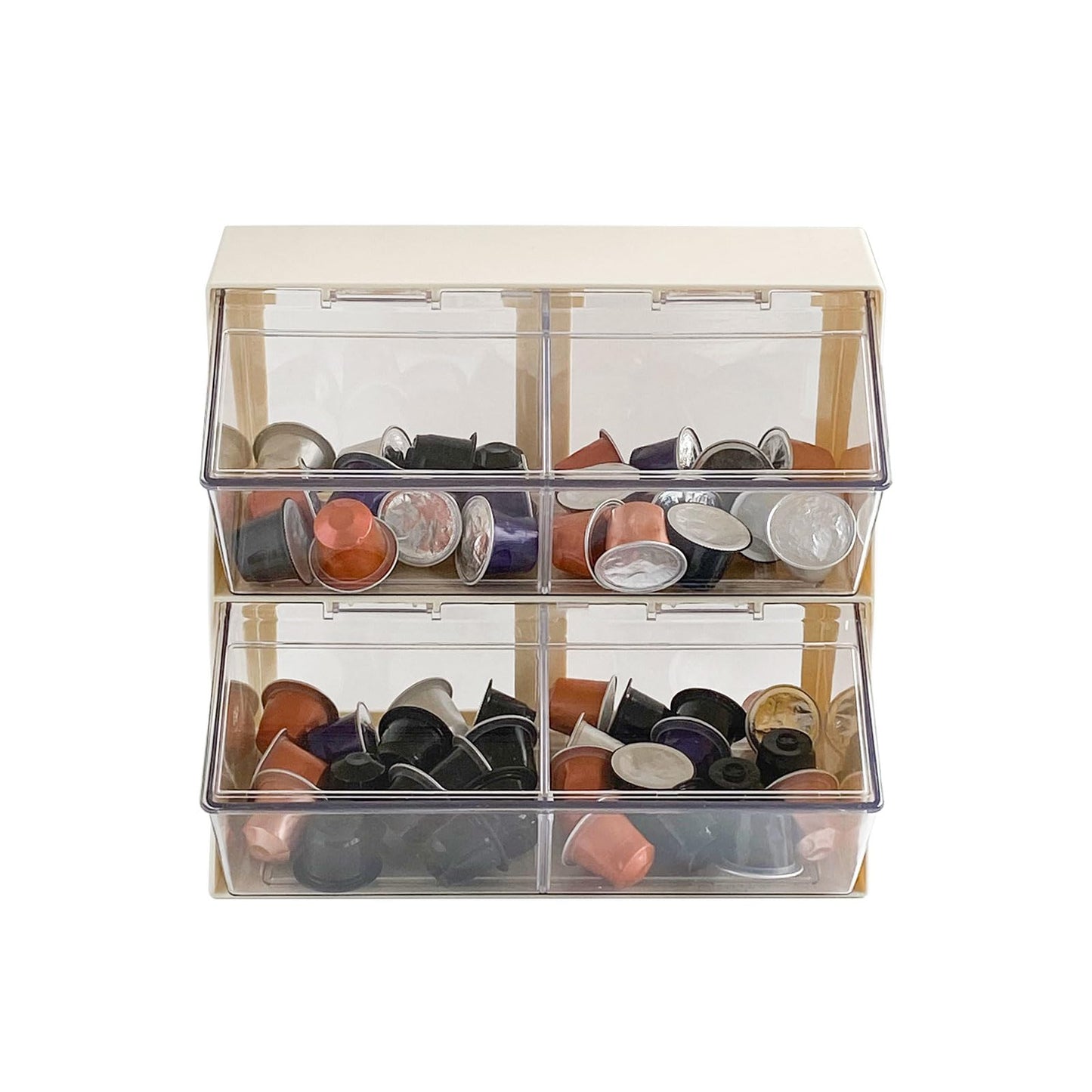 NINEWEEN Large Coffee and Tea Organizer with Lid, Plastic Creamer Holder for Coffee Bar, Coffee Accessories Storage Box for K Cups, Coffee Pod, Sugar Bags, Drinking Straw (White)