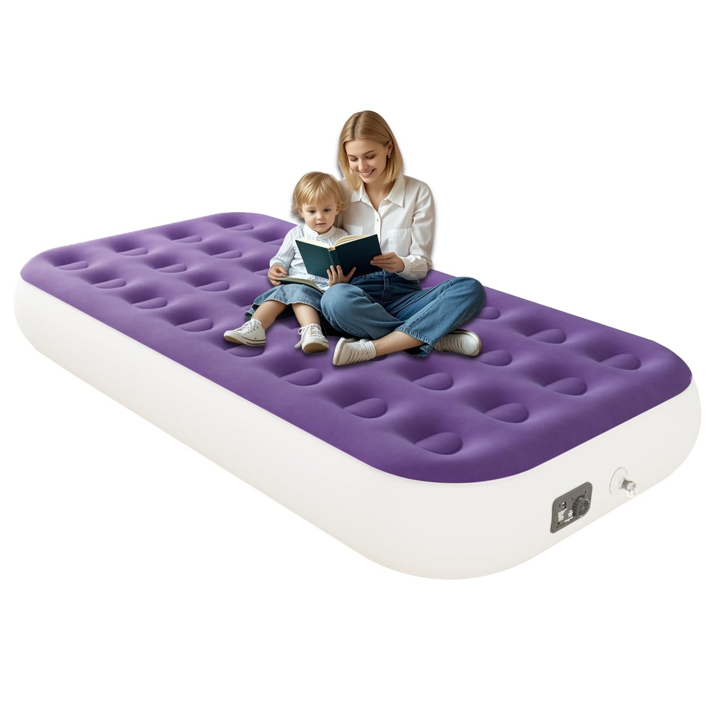 HikerSKY Twin Air Mattress with Built in Pump,10" Blow up Air Bed, 2 Mins Quick Self-Inflation/Deflation, Foldable Inflatable Mattress for Home/Travel, 10'' Twin Purple
