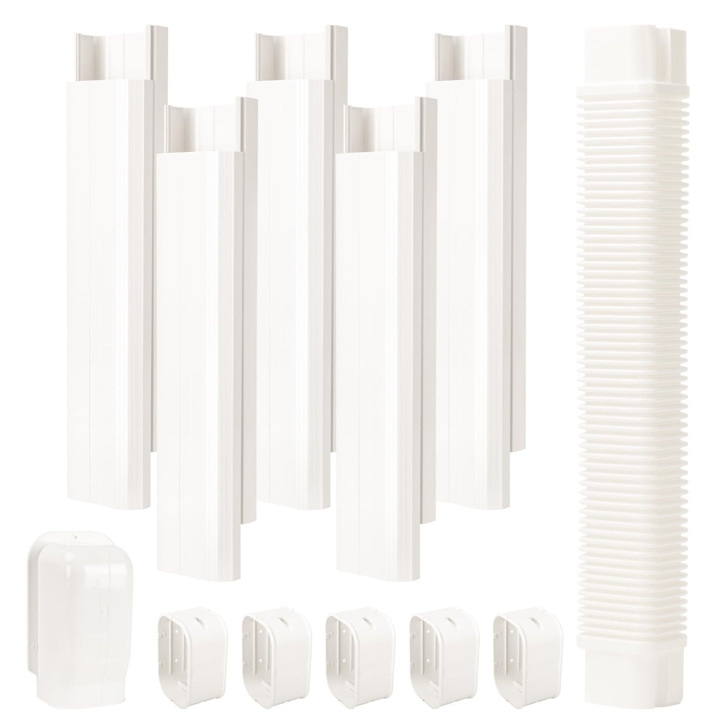 GUEQUITLEX 4" W 9 Ft Line Set Cover Kit for Mini Split Air Conditioner Decorative PVC Line Cover Kit for Central Air Conditioner Mini Split AC Cover for Outside Heat Pumps Tubing Cover