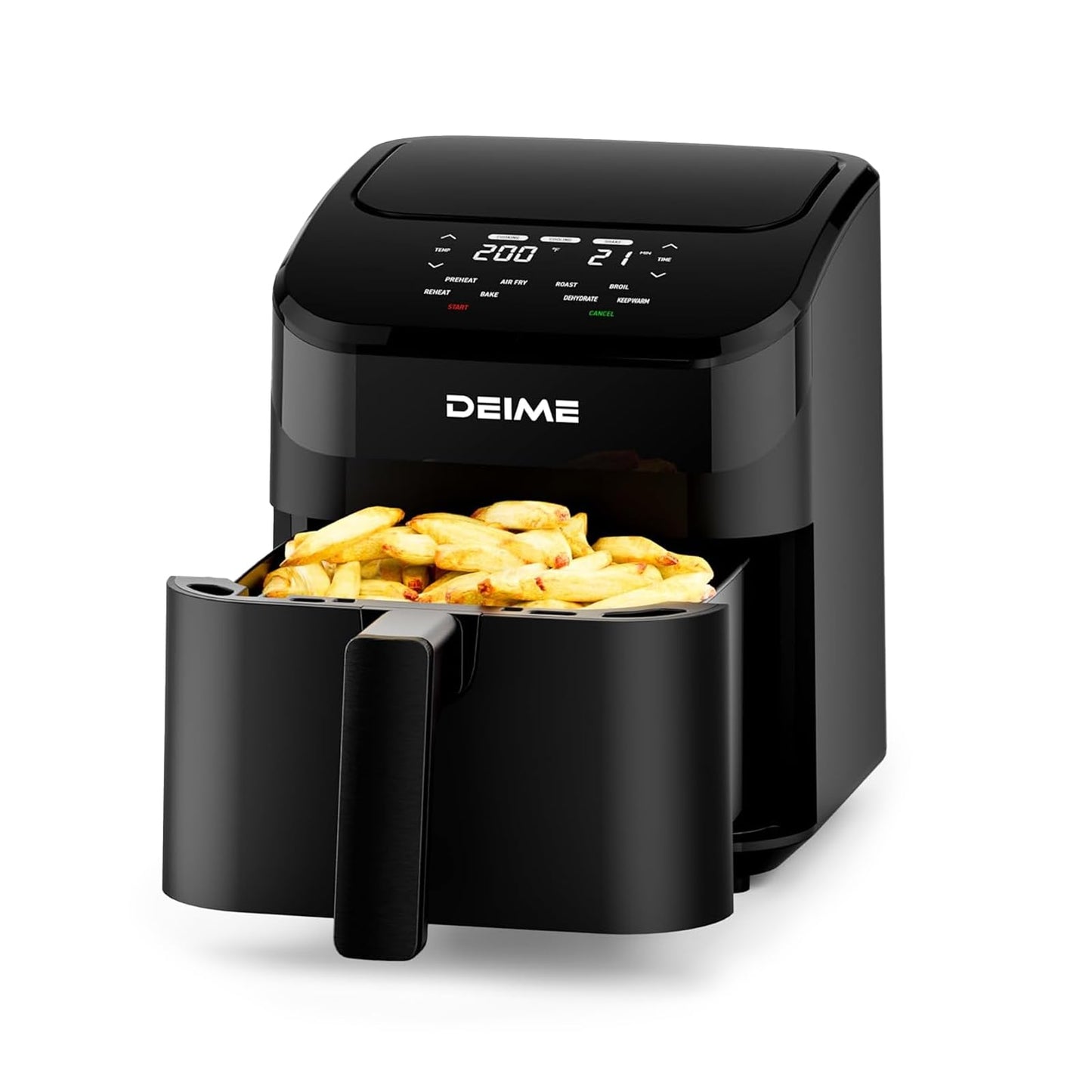 DEIME Air Fryer 3 Qt, Small Airfryer Digital Space Saving Compact, Bake, Reheat, Roasts for Quick Easy Meals, Mini Compact & Quiet, Nonstick & Dishwasher Safe Basket (Black-4.5QT)