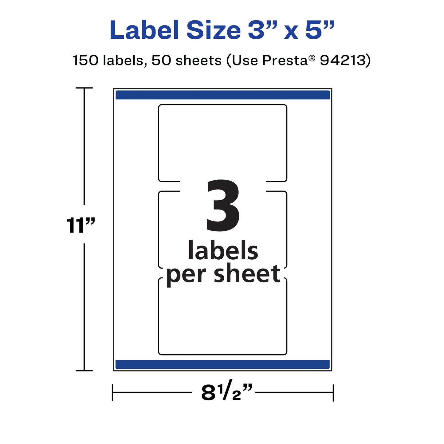 Avery Matte White Rectangle Labels, Sure Feed Technology, 3" x 5", 150 Matte White Printable Labels
