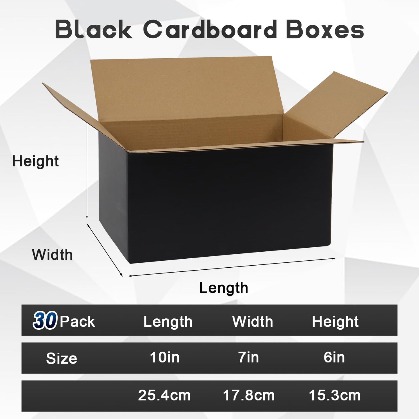 Shipping Boxes Medium 10x7x6 Inches, 30 Pack Mailer Packaging Boxes Bulk, Black Corrugated Cardboard Boxes for Small Business Mailing Packing