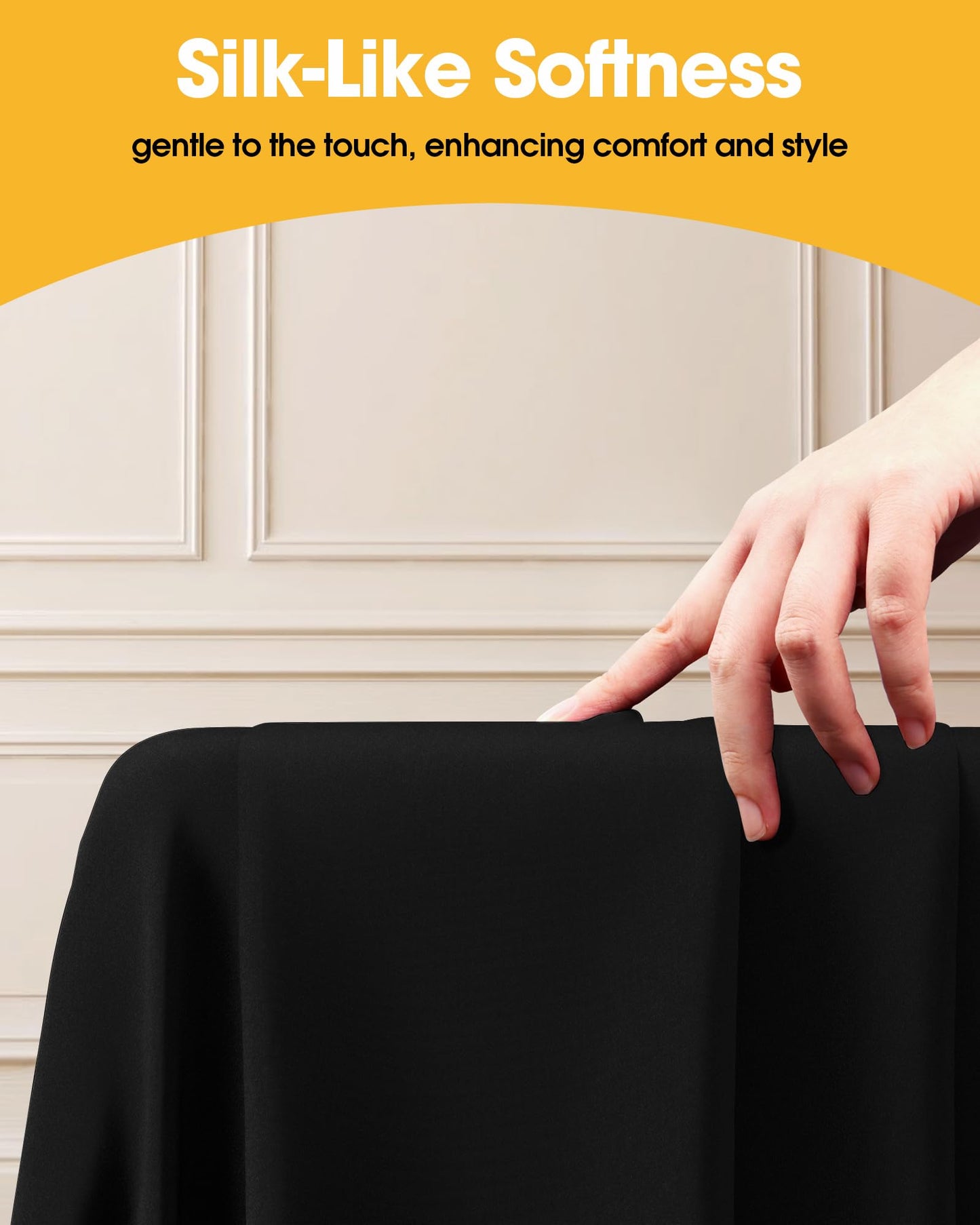 Niuara Black Rectangle Table Cloth - 6 Pack, 60" x 84" Washable Polyester Tablecloth for 5FT Tables, Wrinkle-Resistant Table Cover for Weddings & Parties