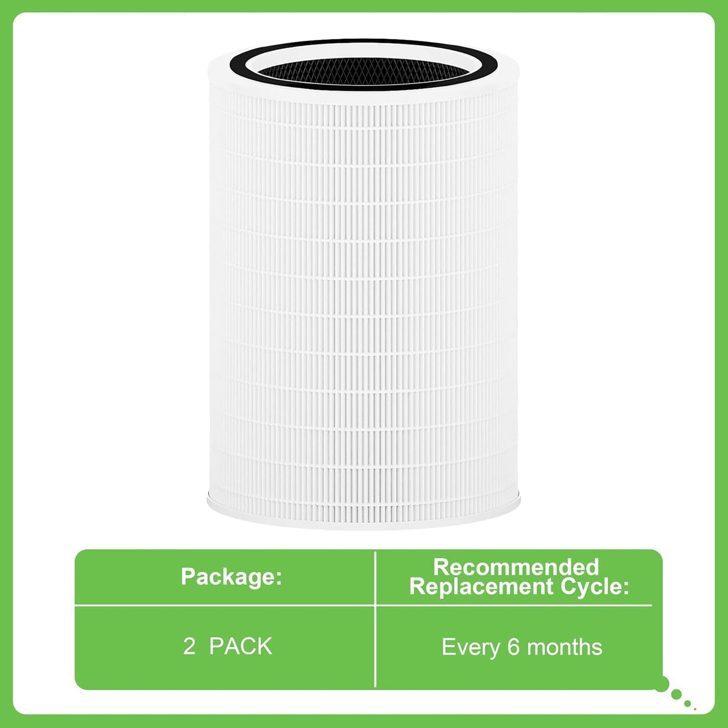 Hichoryer 12010 H13 True HEPA Replacement Filter Compatible with Clorox Large Room Air Purifier 11010 & 11011, 1,500 Sq Ft, 3-in-1 True HEPA and Activated Carbon Filter, 2 Pack
