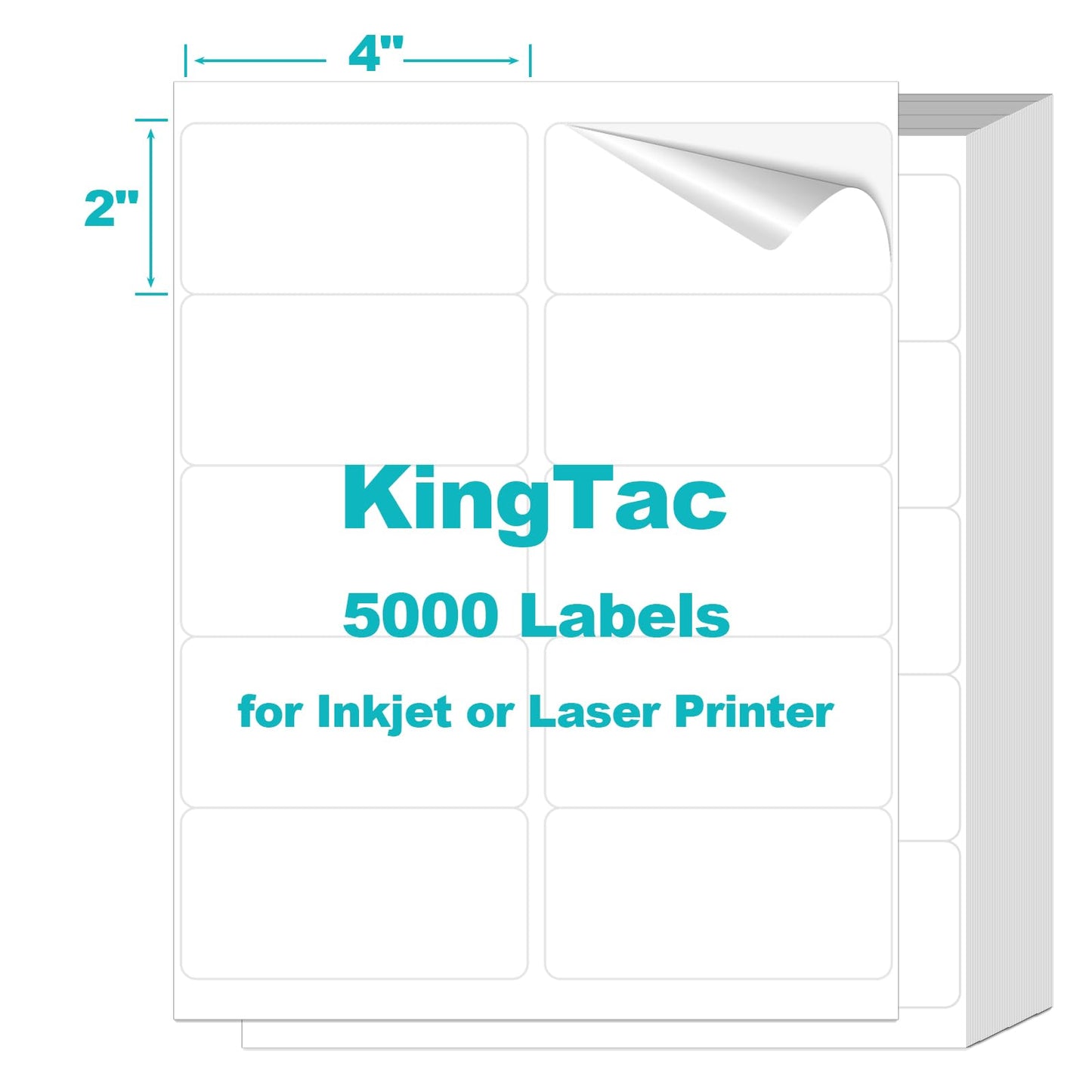 (10 Up 5,000 Pcs) 2"x4" Shipping Address Labels for Laser & Inkjet Printers,500 Sheets Permanent Adhesive 10 per Page Shipping Labels, 1/10 Page Stickers, 10 Labels per Sheet