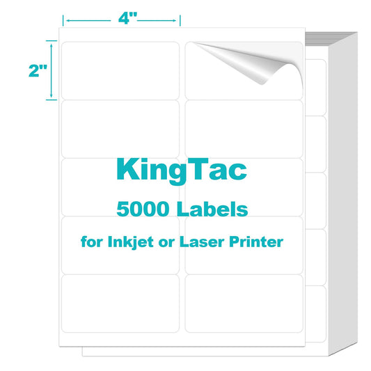 (10 Up 5,000 Pcs) 2"x4" Shipping Address Labels for Laser & Inkjet Printers,500 Sheets Permanent Adhesive 10 per Page Shipping Labels, 1/10 Page Stickers, 10 Labels per Sheet