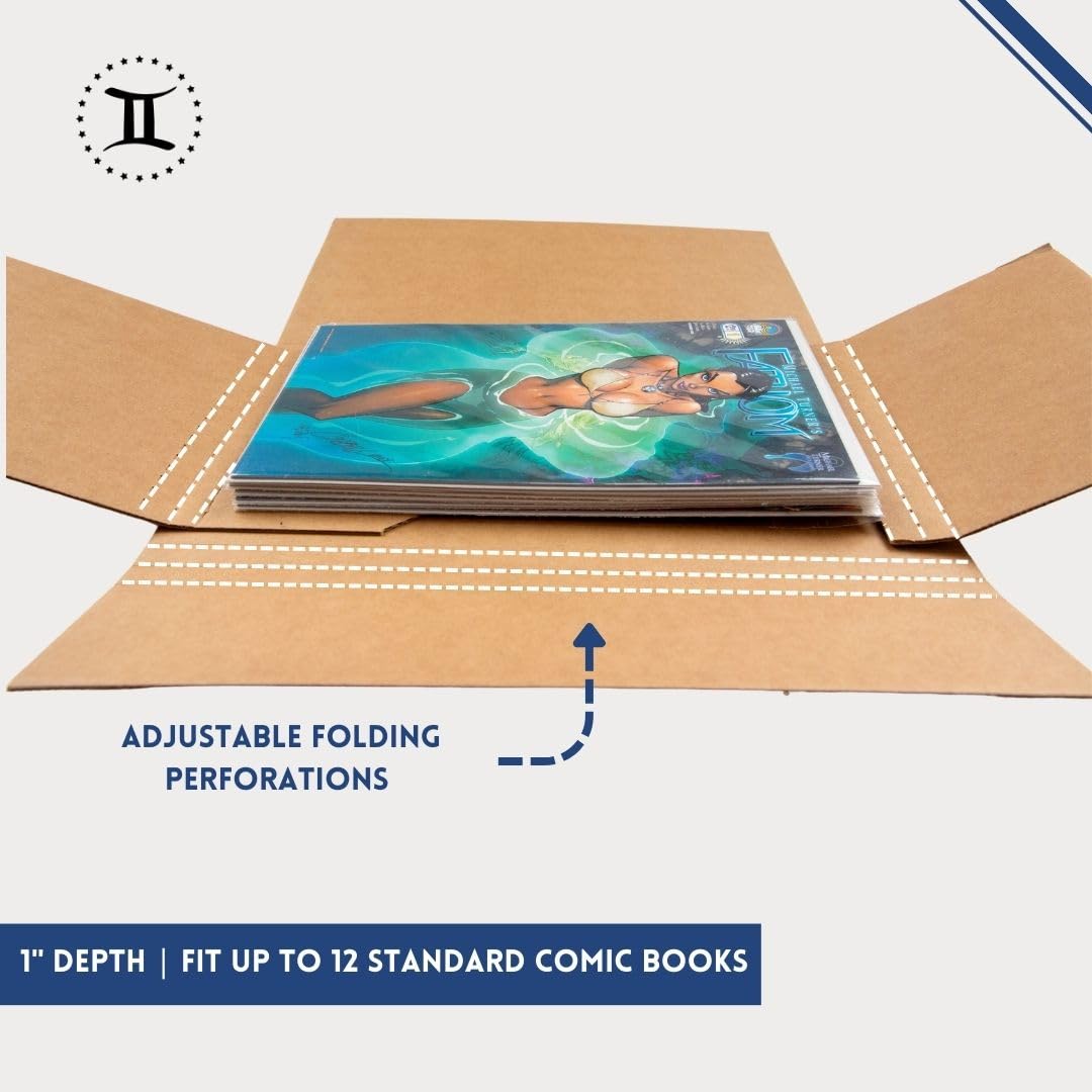 Gemini Comic Book Mailers | 10.75x7.5x1 Inch - Pack of 10 | Easy Fold, Stay Flat, Crush Proof, and Do Not Bend | Flat Boxes for Shipping, Books Boxes and Wraps, Mailers Boxes, Rigid Mailers