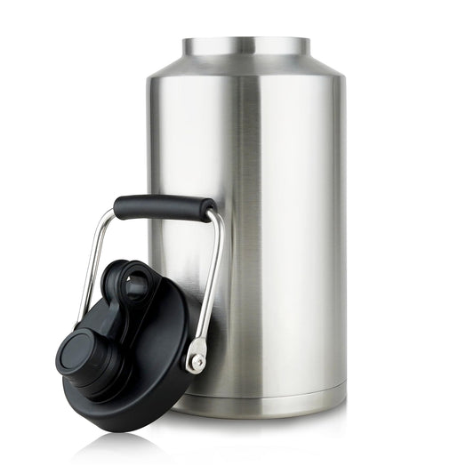 1 Gallon Water Bottle Insulated Stainless Steel Keeps Ice 48Hr, Large Water Gallon Jug Wide Mouth Leakproof Vacuum for Gym, Camping, & Construction Stainless Steels