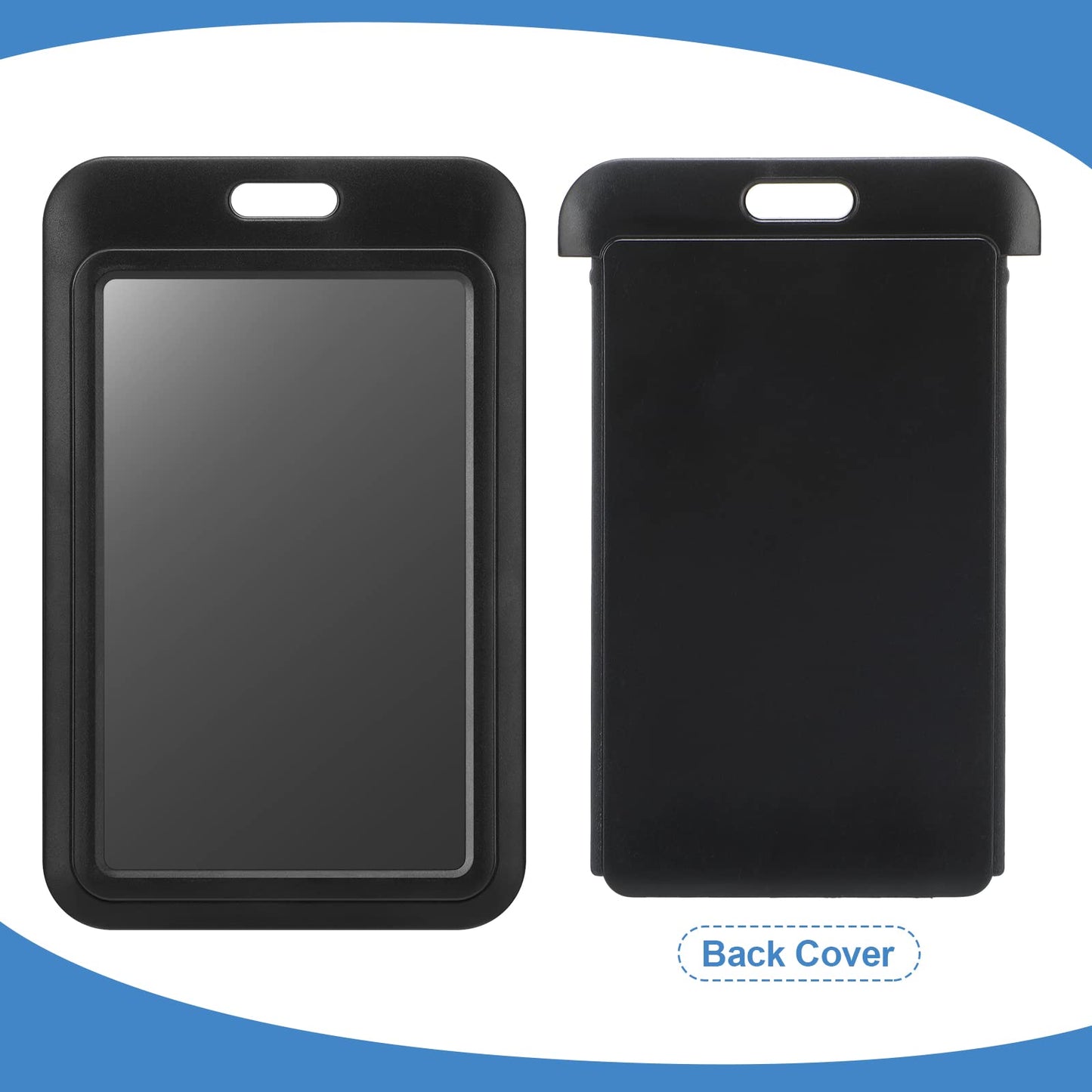 Eaasty 80 Pcs Hard Plastic ID Badge Holder Vertical Slide Open Card Case Black Name Tag Holders Badge Sleeve ID Case Protector with Clear Window for Nurses Office Credit Cards
