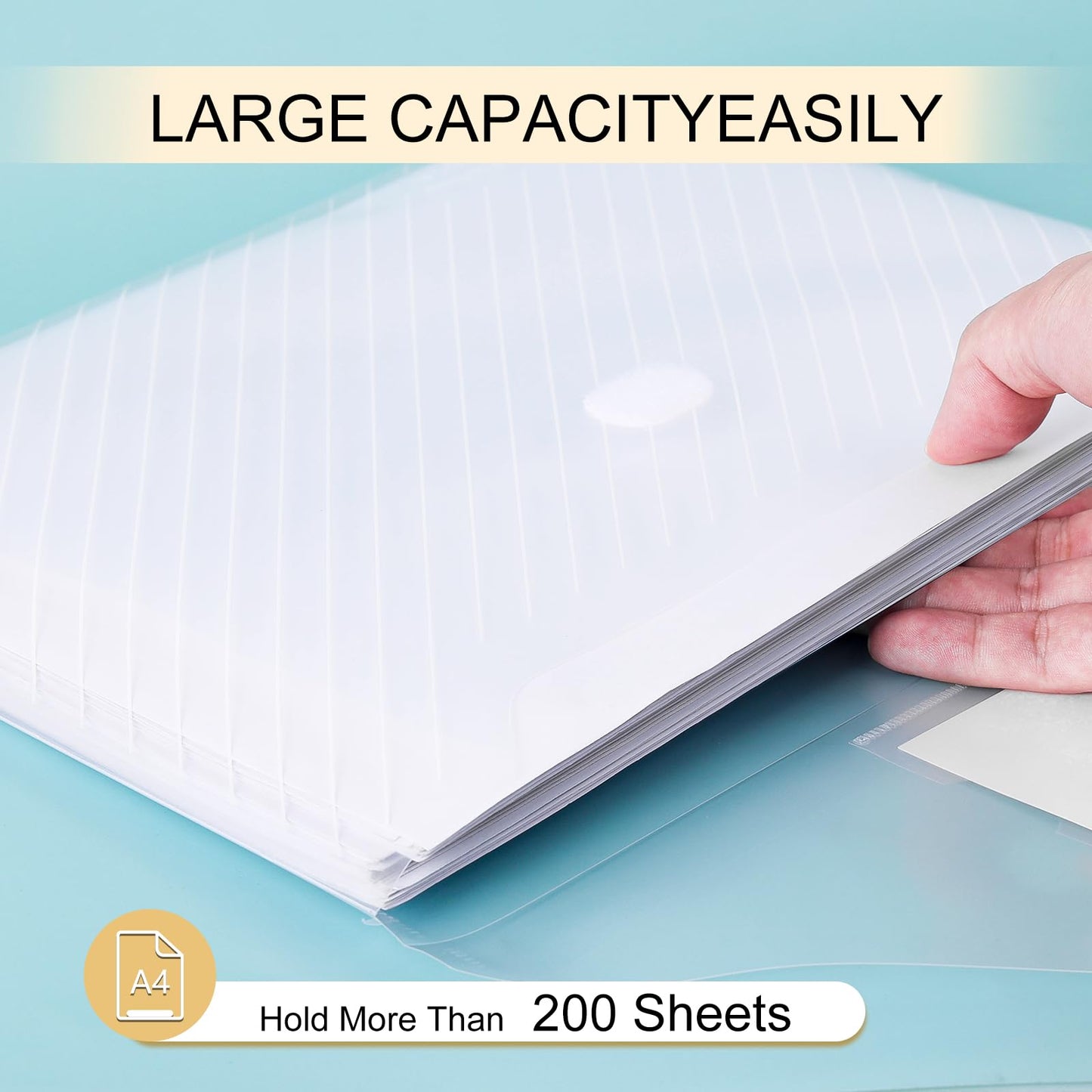 WORPSON 100 Pack, Clear Plastic Envelopes File Folders, HeavyDuty Document Holder with Label Pockets for Letter and A4 Size, Document Folder for School Home Work Office Organizer (100)