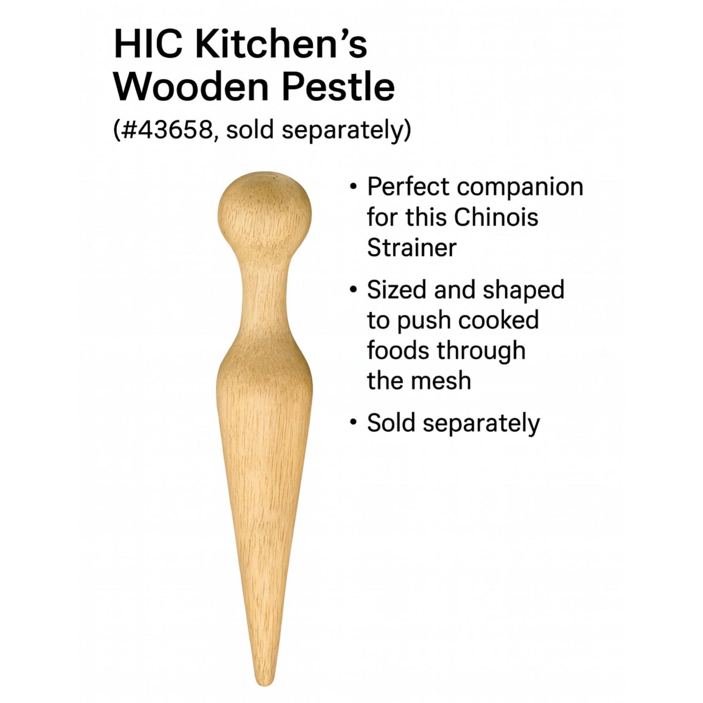 HIC Kitchen Chinois Fine-Mesh Cone Sieve, 18/8 Stainless Steel, For Straining Sauces, Soups, And Purees, 7-Inch Diameter