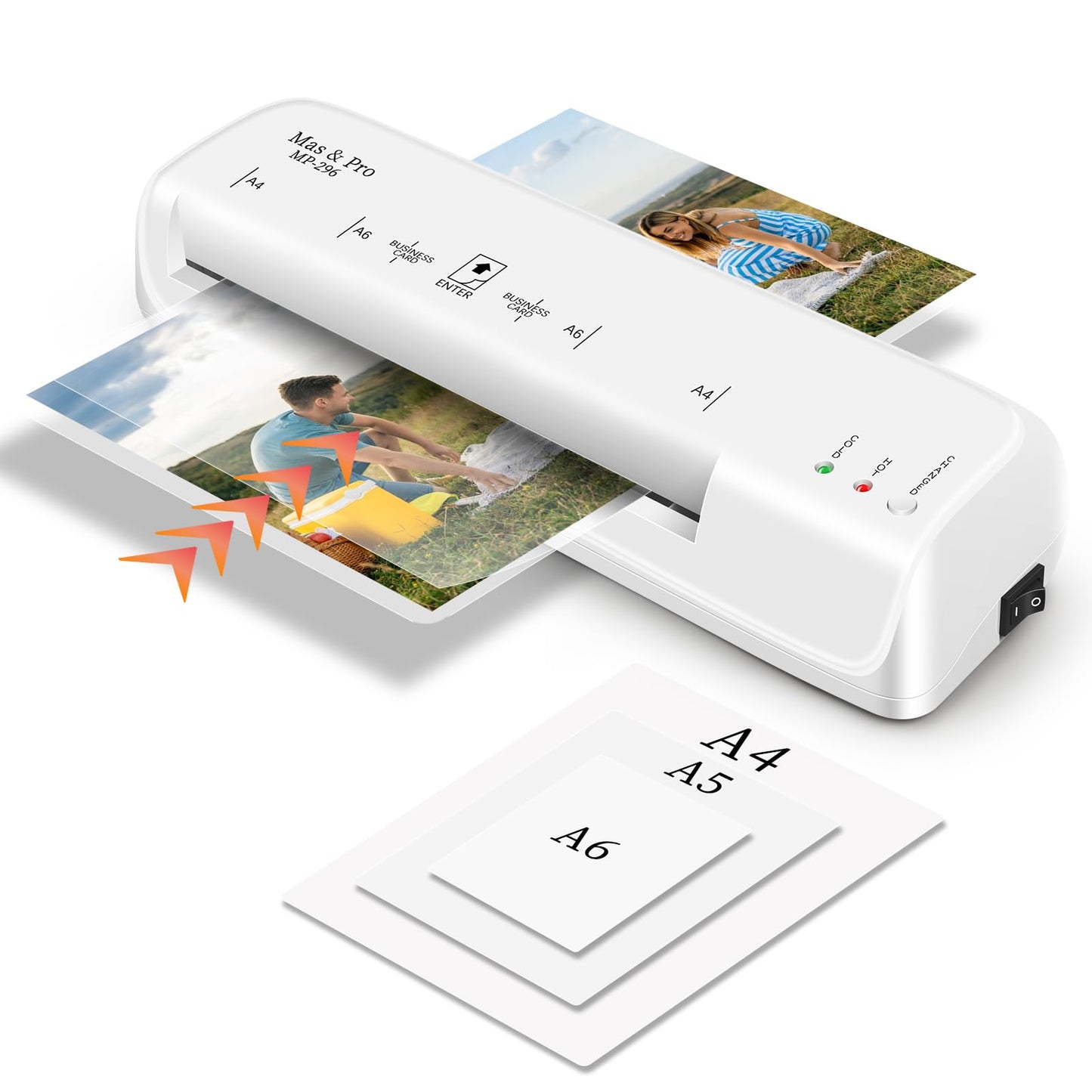 Mas & Pro Laminator Machine with 40 Laminating Sheets for Home/Office/Teachers, 9 Inch Durable Thermal Laminator for Letter/A4/Photos/Cards, Never Jam, 3mil & 5mil, White