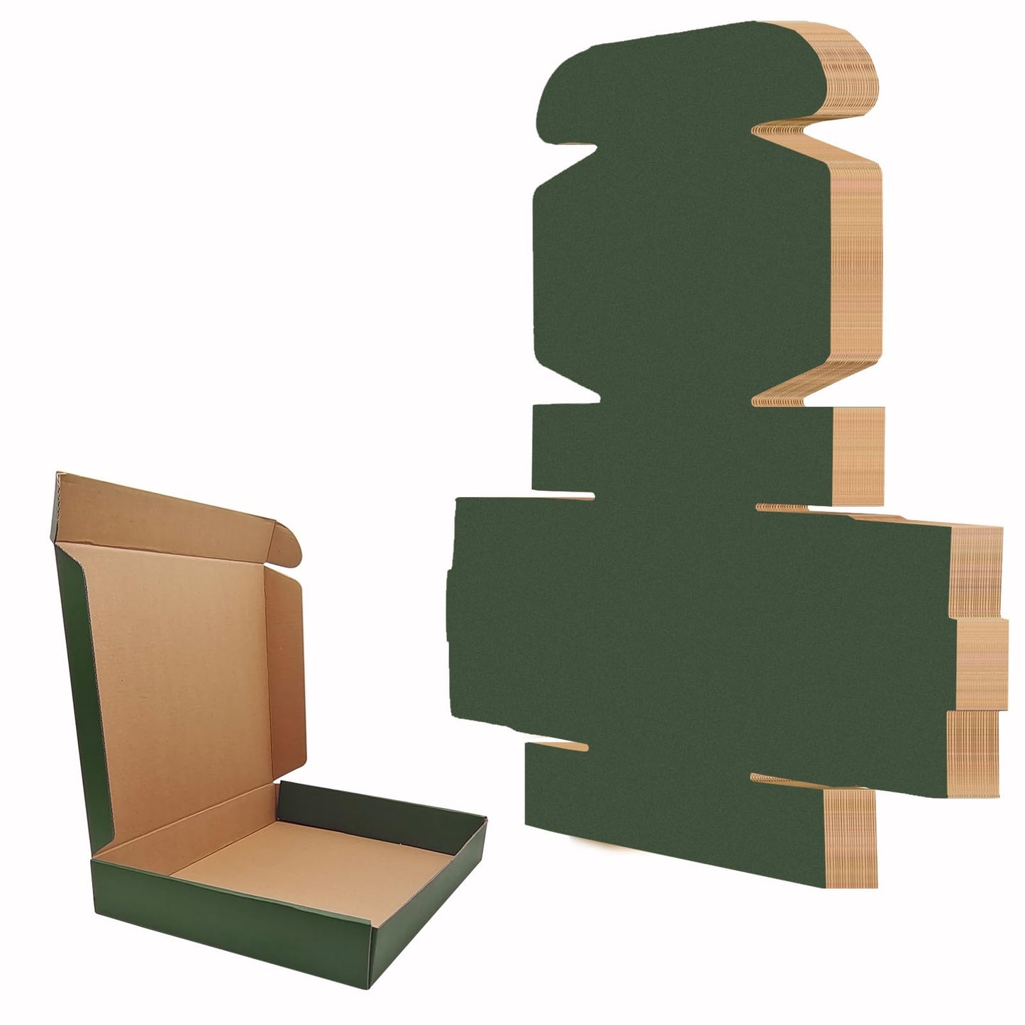 25 Pack Corrugated Packaging Box Mailers Shipping, Green Recyclable Cardboard Small Gift Mailer Boxes for Shipping Packaging Craft Gifts Giving Products, Green (9 x 6 x 2 Inch)