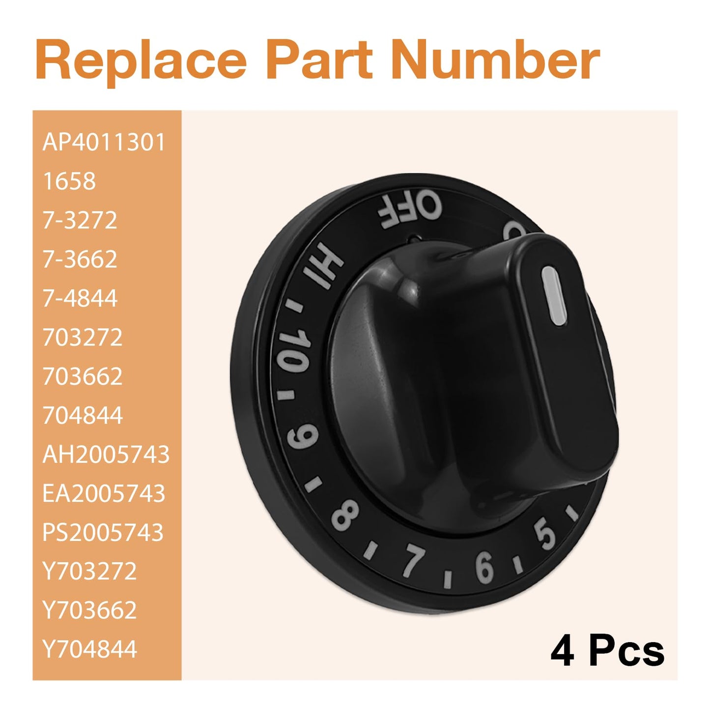 4 Pack 12200035 Range Surface Burner Knob Compatible with Whirlpool Kenmore Jenn Air Range 22114 22115 C101 C221 C221-C G102 C202-C G101C301-C C101-C, Replaces AP4011301