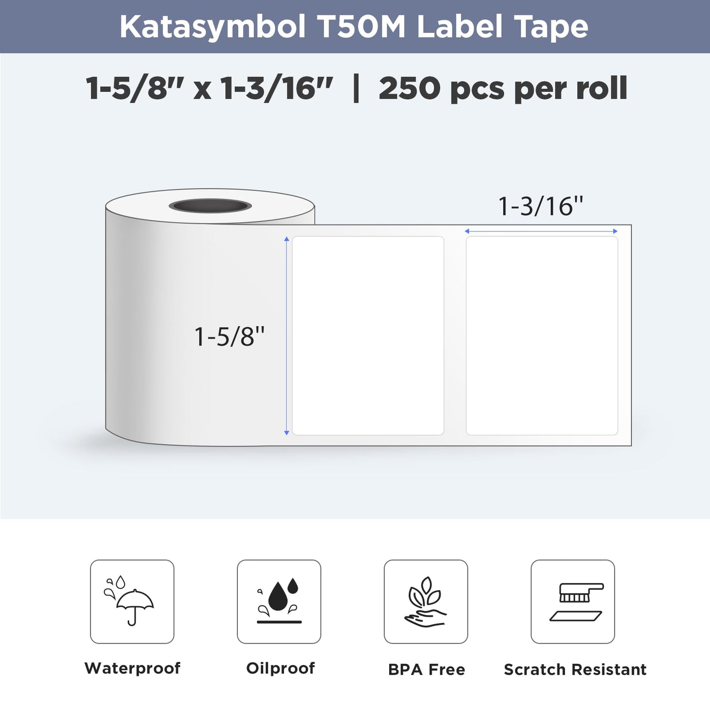 SUPVAN T50M Series Label Maker Tape, 8 Rolls 1.57'' × 1.18'' (40mm × 30mm) 250 Labels/Roll Genuine Laminated Thermal Label Tape, Waterproof Oilproof Highly Adhesive Auto Detect Labels, Black on White