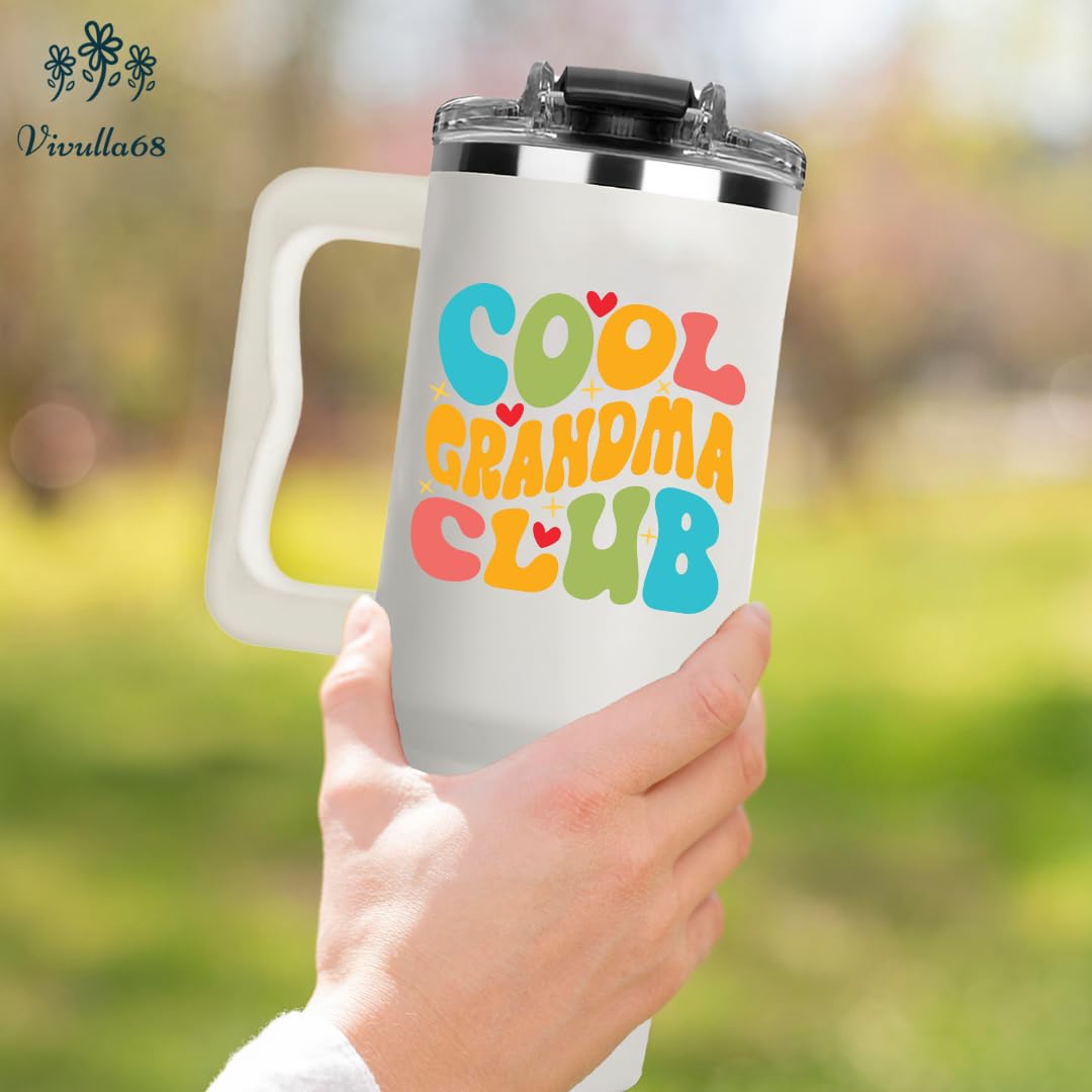Vivulla68 Cool Grandma Club Tumbler 40Oz, Grandmother Coffee Mugs, Gifts Ideas for Grandmas, Grammy, Granny, Nana, Gigi, Mimi, Mamaw - Grandmother Birthday Gift, Grandmy Cup for Mothers Day Christmas