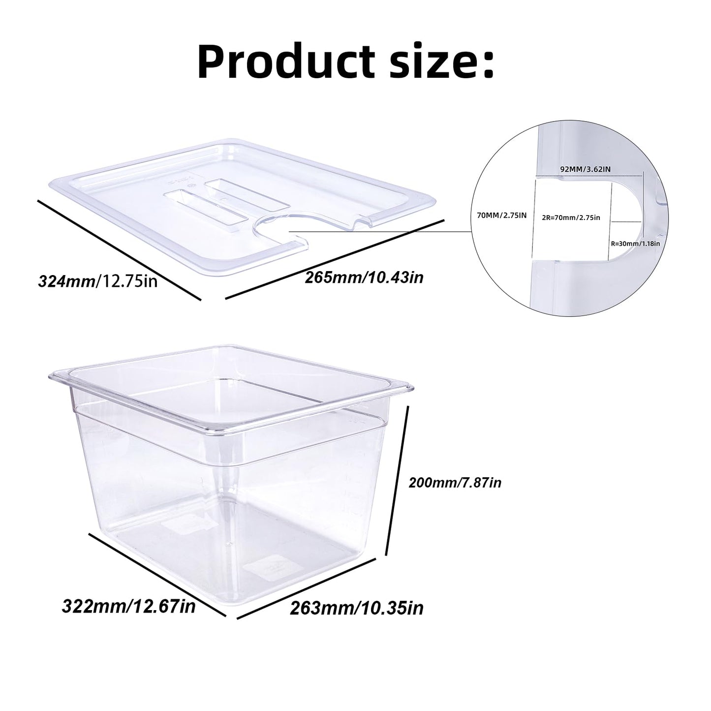 WELKOR 12 QT Large Sous Vide Container With Lid, Sous Vide Tub Kit Compatible with Wancle Anova, Joule, Instant Pot Sous Vide Cookers for Home Chefs Professional Use (12 qt no rack)