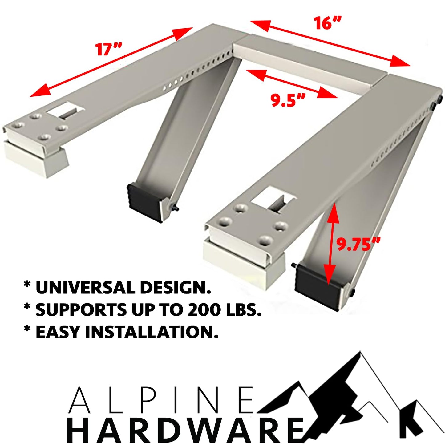 Alpine Hardware American Owned Universal Window Air Conditioner & Heat Pump Bracket Heavy-Duty Window AC Support-Support Air Conditioner Up to 180lbs for 12000 BTU AC to 24000 BTU AC Units Heavy Duty