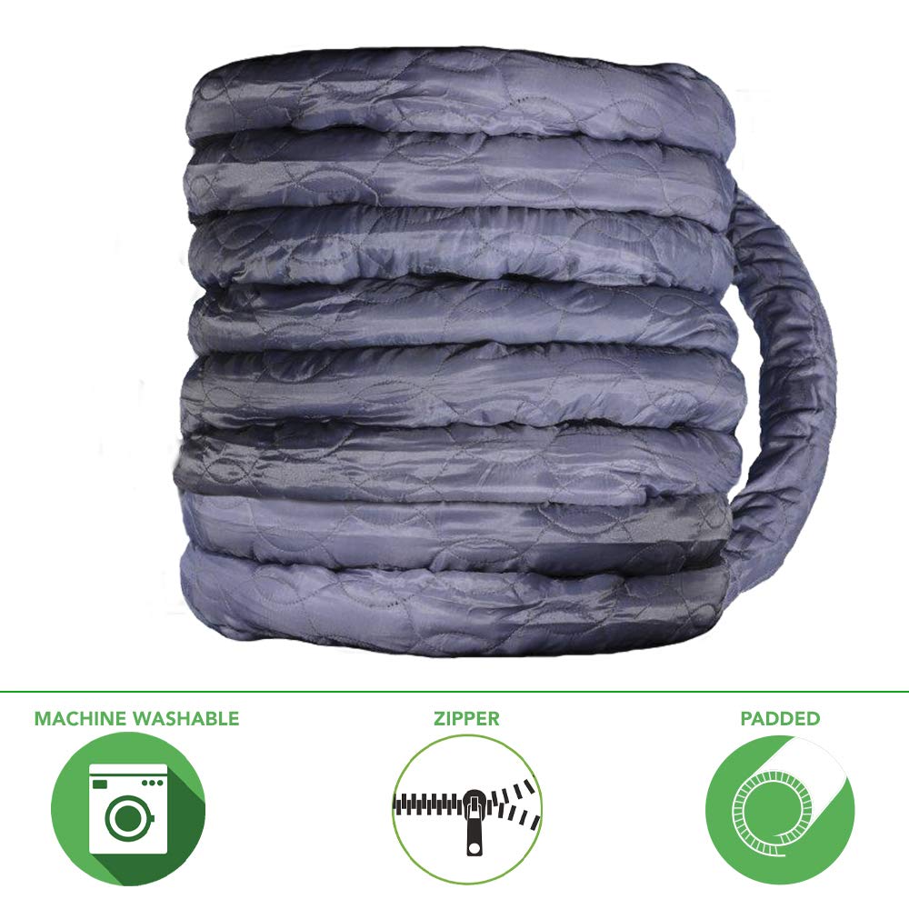 OVO Universal Padded Cover, Fits All 40 to 42 ft Central Vacuum Hose, Machine Washable, Easy to Install with Zipper, Grey