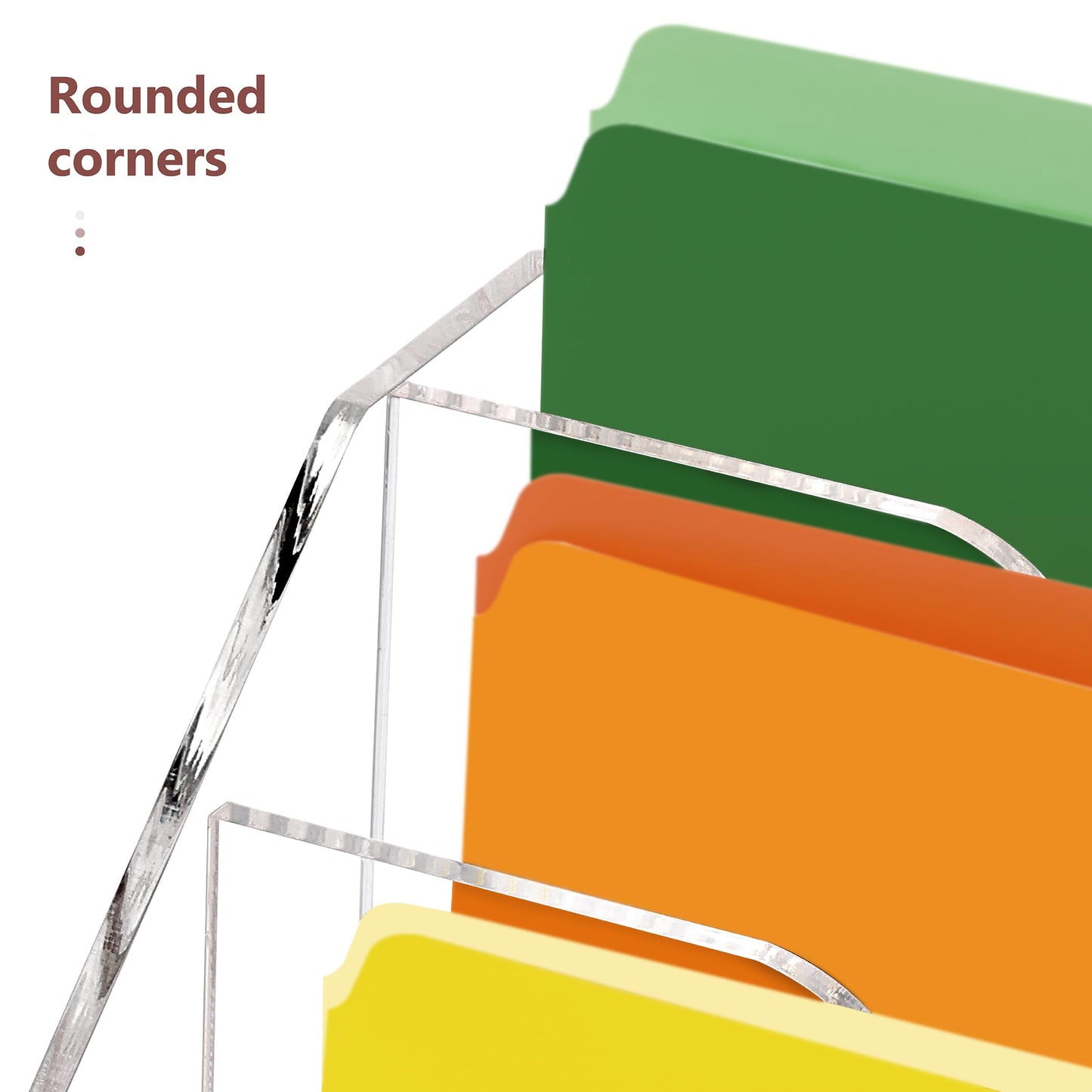 DINGHUO Acrylic Desk File Mail Organizer Wall Mounted, 4-Tier Hanging File Folder Holder, Clear Office Magazine Rack (Adhesive Hooks x 2)
