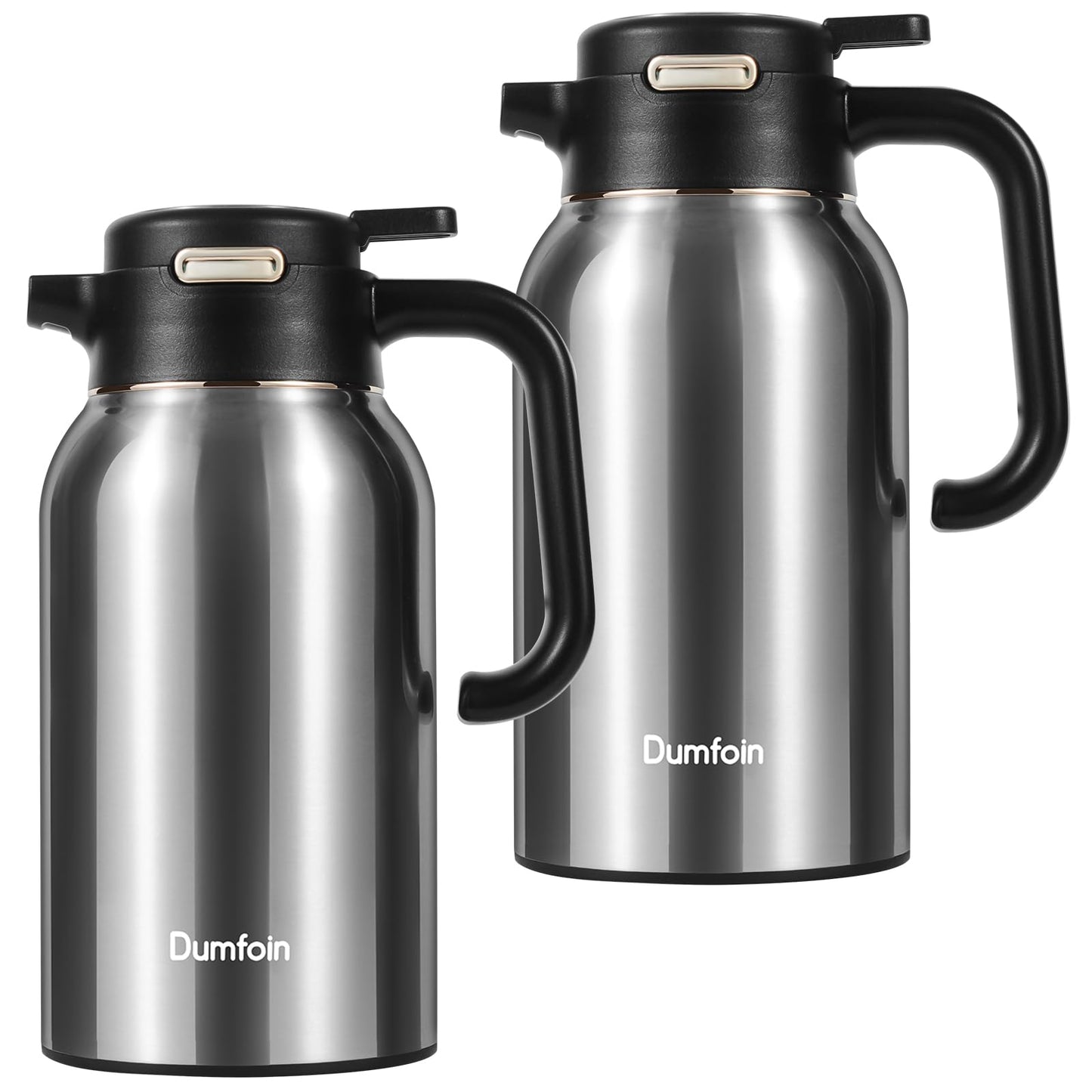 68 Oz Thermal Coffee Carafe, Stainless Steel Insulated Vacuum Coffee Carafes For Keeping Hot Liquid Thermal Pot Creamer Pitcher Dispenser(Silver/Silver)