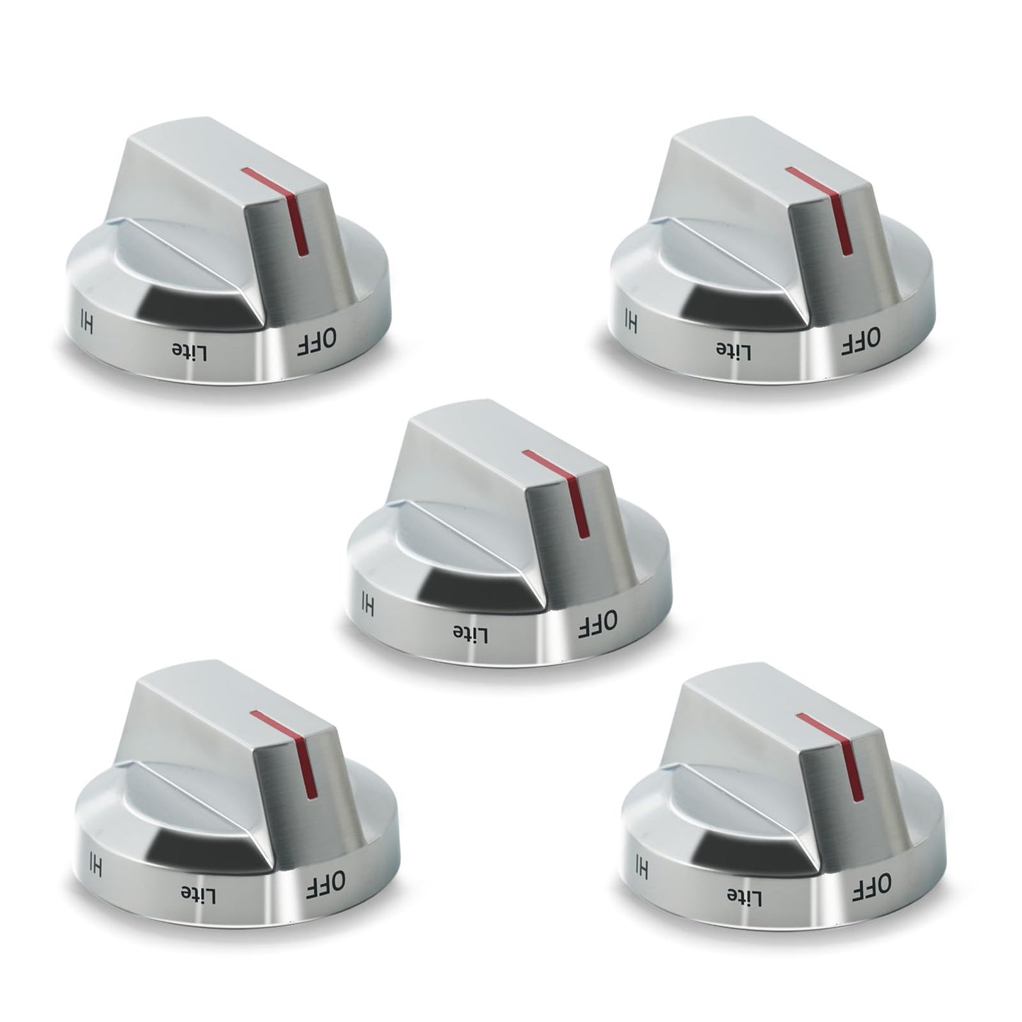 Nagaros Original-Spec Stove Knobs Replacements DG94-04167X Compatible with Samsung Gas Stove Range Oven NX60A6511SS NX60A6711SS NX60A6751SS, Precision-Matched & Brushed-Finish (5-Pack)