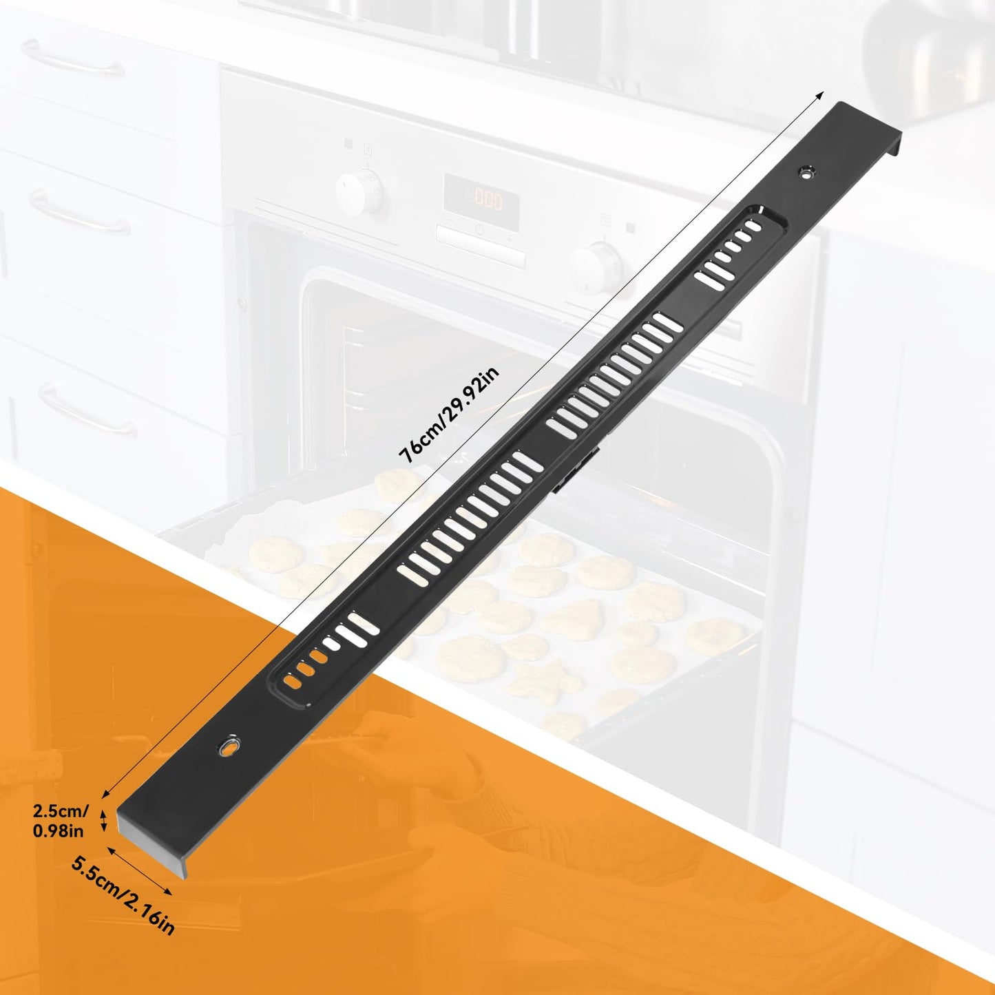 W10310922 Range Oven Door Vent Trim-Compatible with Whirlpool WPW10310922 Genuine OEM, Compatible with Whirlpool Oven Door Replacement, Black Replacement Part - Replaces W10144870, W10118391
