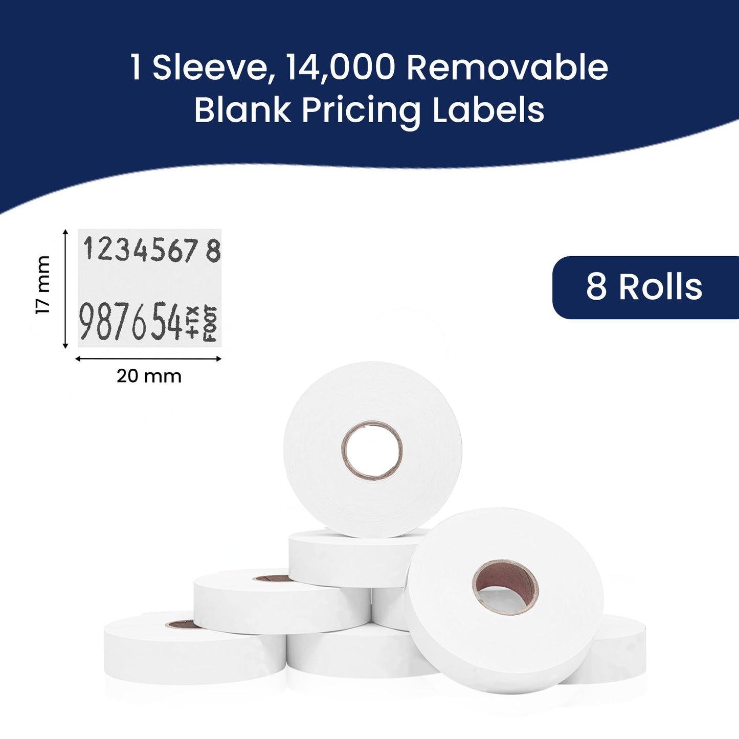 Pricing Labels for Monarch 1136 Removable Adhesives White - 14,000 Labels w/ 8 Rolls Value Pack, 1 Sleeve - Made in USA
