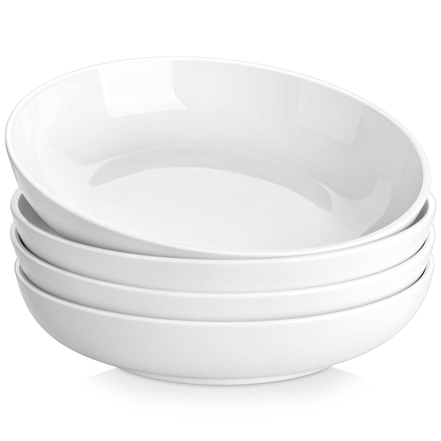 MALACASA 10" Large Pasta Bowls, 56 OZ White Salad Bowls Soup Bowls, Porcelain Serving Bowls Set of 4, Large Kitchen Bowl Plates Pasta Plates, Microwave & Dishwasher Safe, Series REGULAR