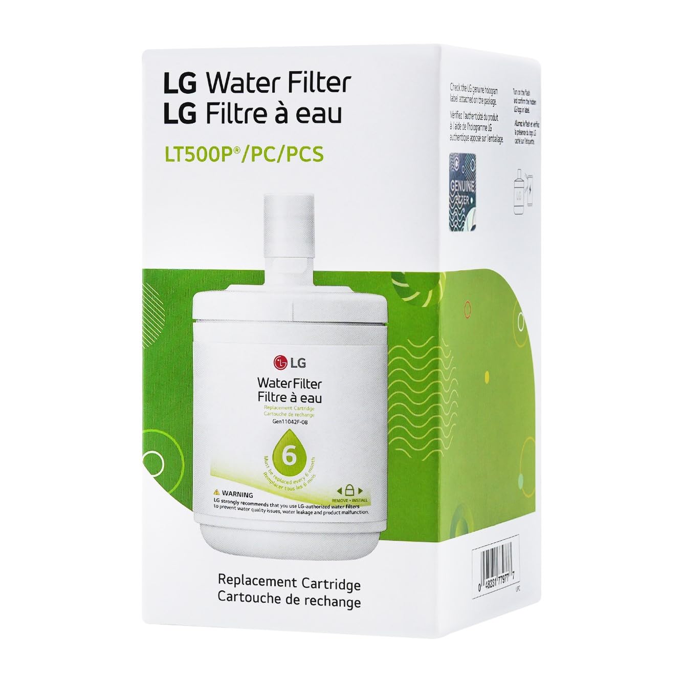 LG LT500P - 6 Month / 500 Gallon Capacity Replacement Refrigerator Water Filter (NSF42 ADQ72910911 , White