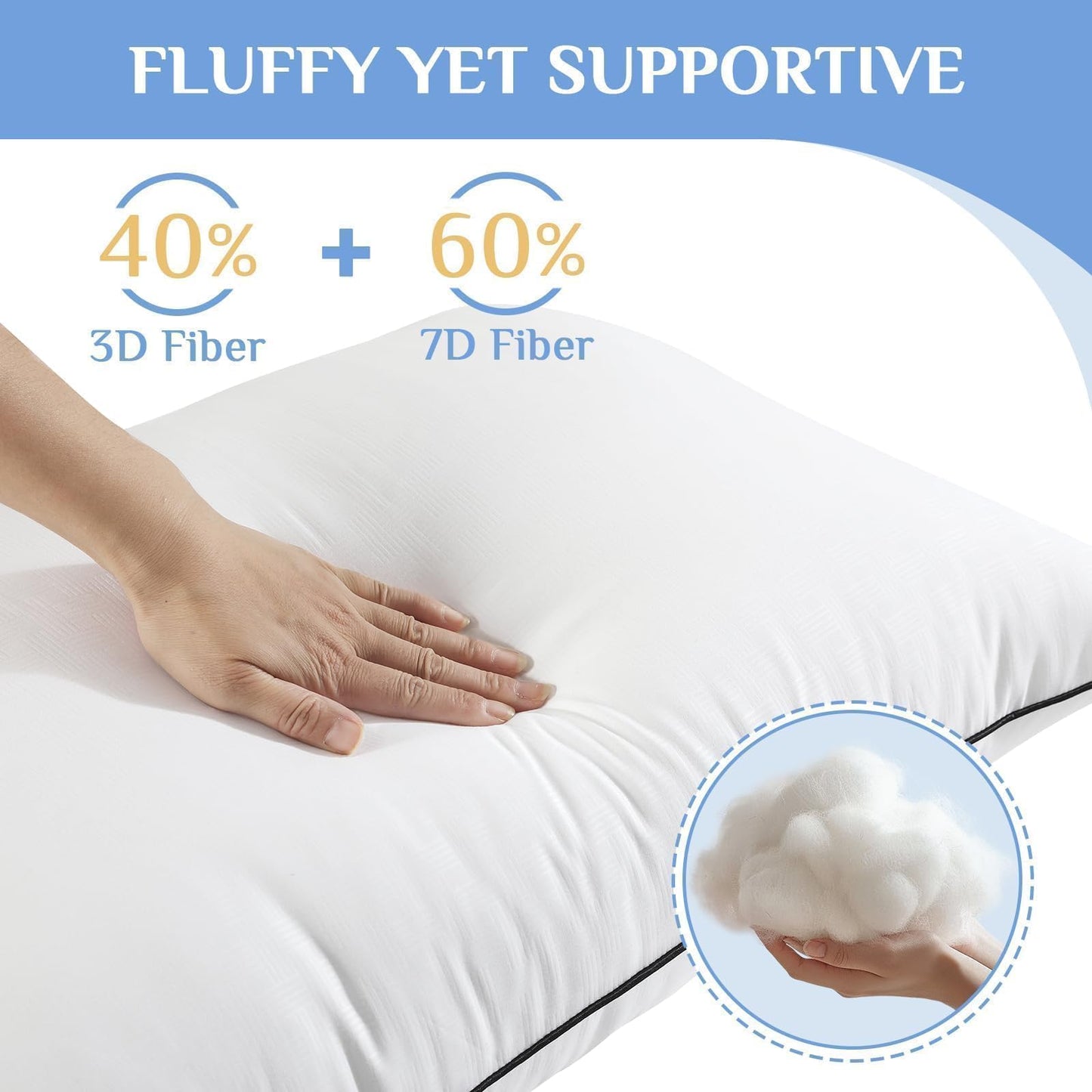JOLLYVOGUE Pillows Standard Size Set of 4, Collection Bed Pillows for Sleeping, Hotel Quality Pillows for Side, Back and Stomach Sleepers, Soft Supportive Oeko-Tex Certified Down Alternative Filling