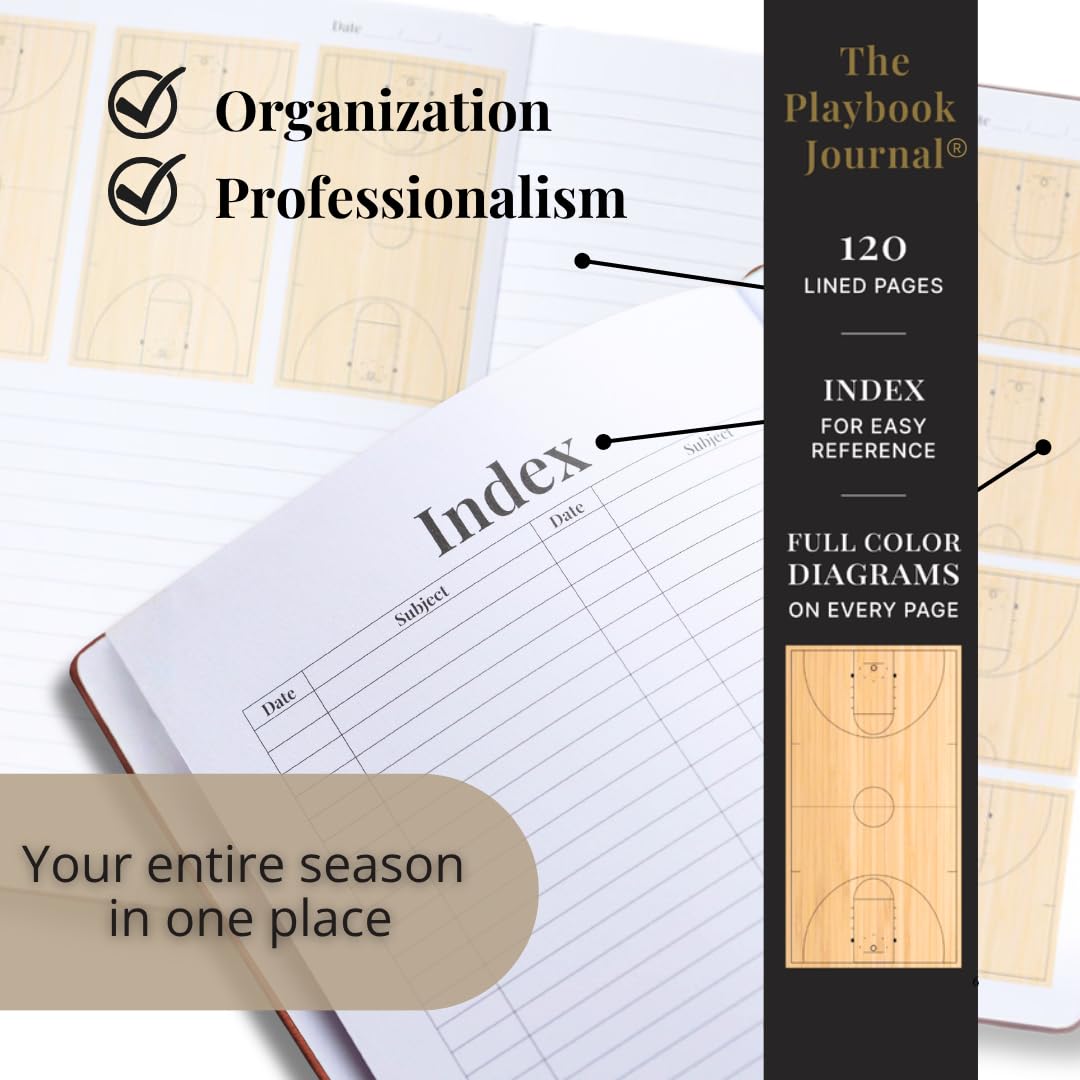 The Playbook Journal - A Basketball Playbook Notebook, Basketball Coach Gifts for Men & Women & Players, Coaching Notebook for Coach Appreciation Gifts