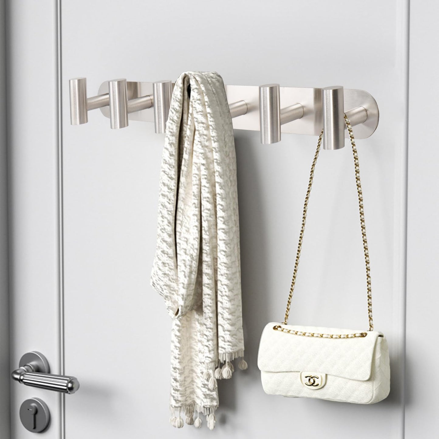 Vanloory Coat Hook Rack, Wall Mounted Coat Rack with 12 Hooks, Heavy Duty Towel Hook Rack Wall Hooks for Hanging Coat, Stainless Steel Coat Hanger for Bathroom Entryway Mudroom(Brushed Nickel)