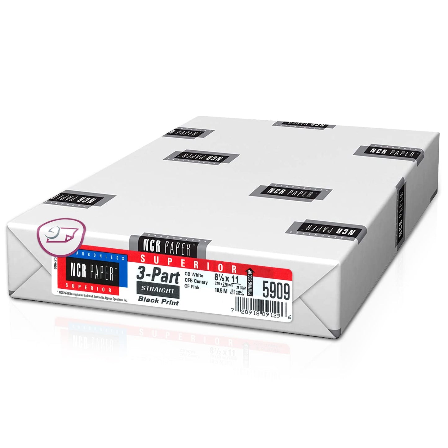 NextDayLabels - Superior Carbon-less NCR, Pre Collated Paper, 500 Sheets Per Pack (8-1/2" x 11" 3 Part Straight, #5909)
