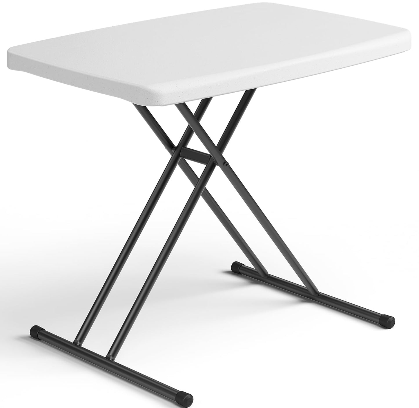 MAKE CHANGES Folding Table 30 Inch - Small Desk Adjustable Height TV Tray for Laptop, Couch, Camping - Heavy Duty Utility Foldable Table for Small Spaces, No Assembly Required,Plastic White Granite