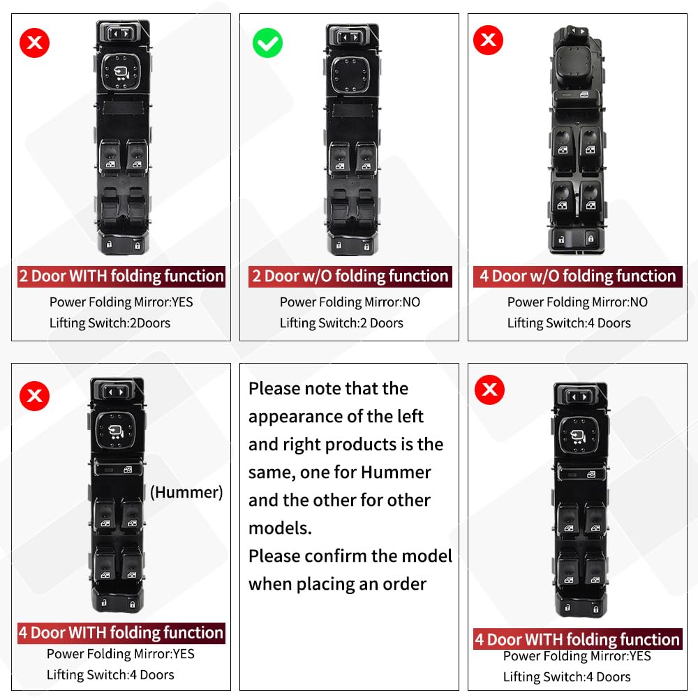 15883318 Front Driver Side Power Window Switch and Bezel Driver Side W/0 NO Folding Mirror Compatible with 2003-2007 Chevy Silverado & GMC Sierra 1500/2500/3500, Replaces# DWS-226, 920-023