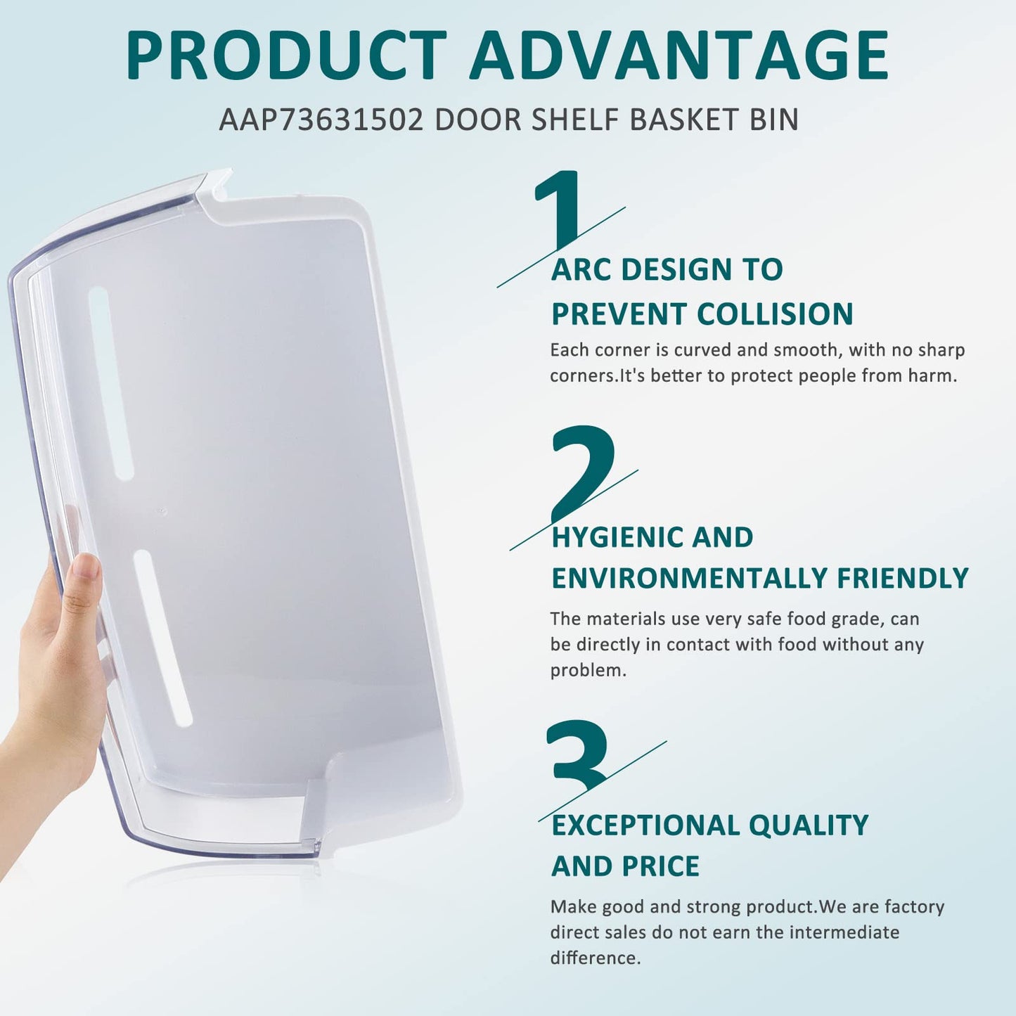 AAP73631502 Refrigerator Door Bin RIGHT Compatible for L-G,Ken-more Elite Refrigerator Shelf-2Packs LFX28968ST Door Bin AP5673810,2652330,AAP72909218-by MIFLUS
