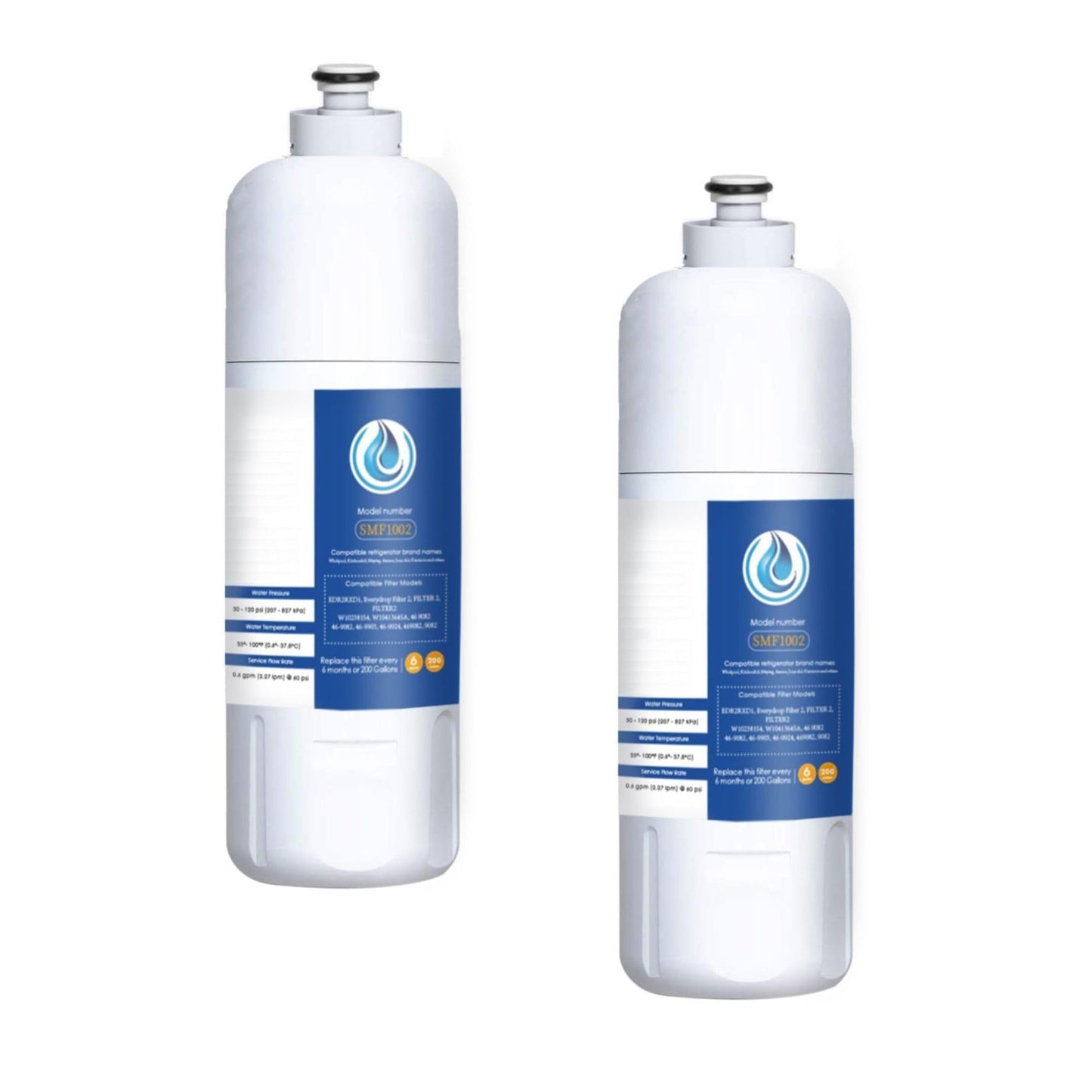 EDR2RXD1 Water Filter 2 Replacement for Whirlpool W10413645A, WHR2RXD1, W10413645, P9KB2L, P9RFKB2L, Kenmore 46-9082, 46-9903, Whirlpool WRX986SIHV, WRF757SDHZ, WRX986SIHZ, 2 PCS
