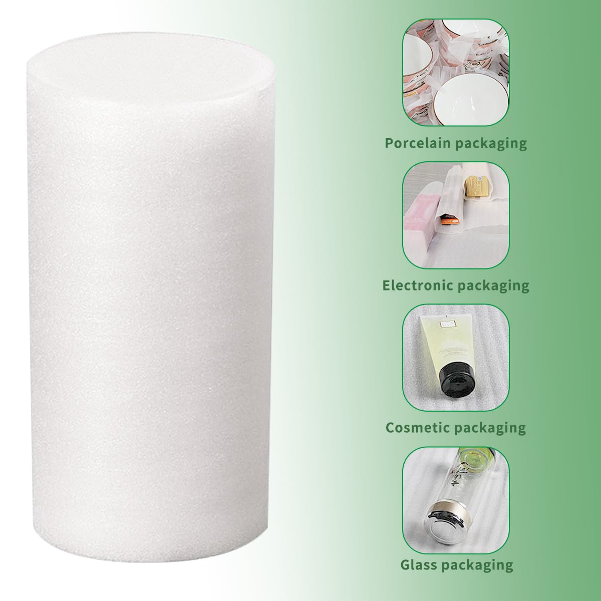 Parts3A Moving Supplies, Foam Wrap Roll 16" Wide x 160' Length, For Protecting Fragile Articles,Furniture,Transportation Packing,Stuffing of Carton,with 60 Fragile Stickers (16"160')