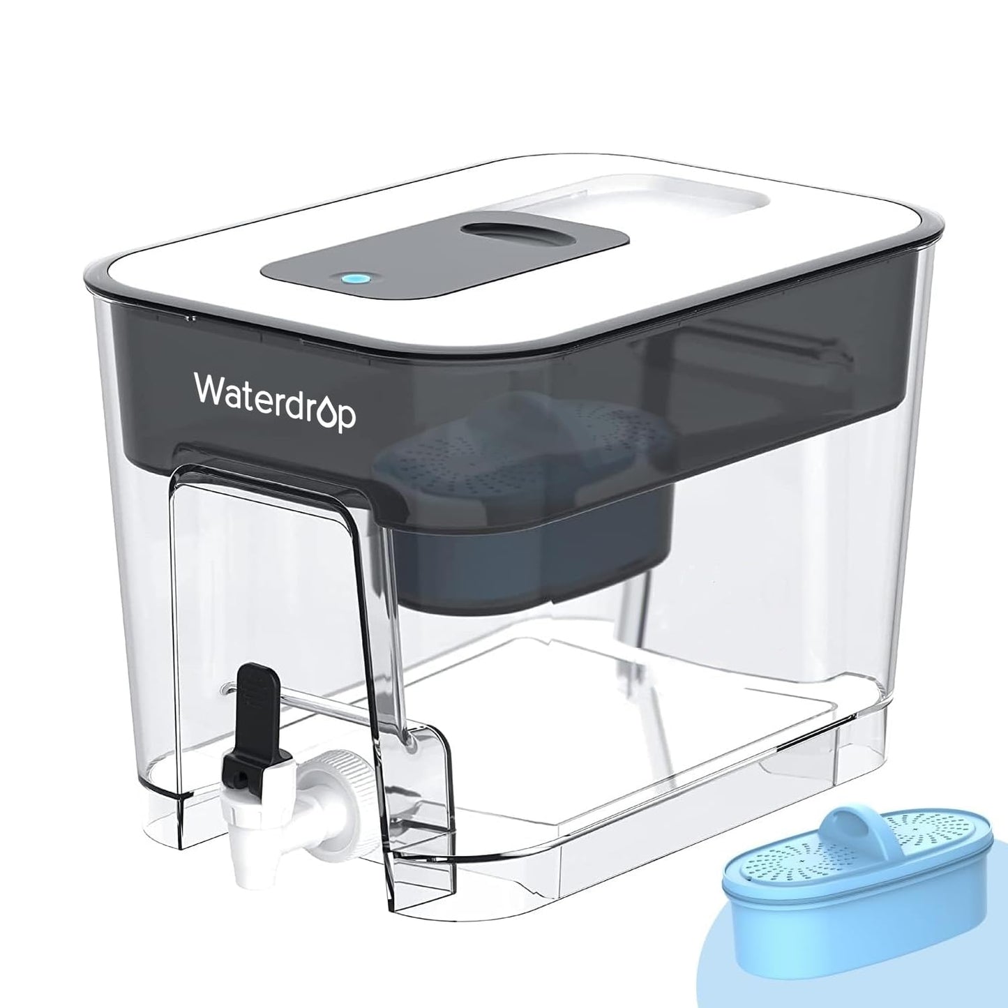 Waterdrop WFD-22L-A Alkaline Water Filter Dispenser, Large 40-Cup Water Filter Pitcher, Healthy, Clean & Toxin-Free Mineralized Alkaline Water, 100-Gallon, BPA Free, Black