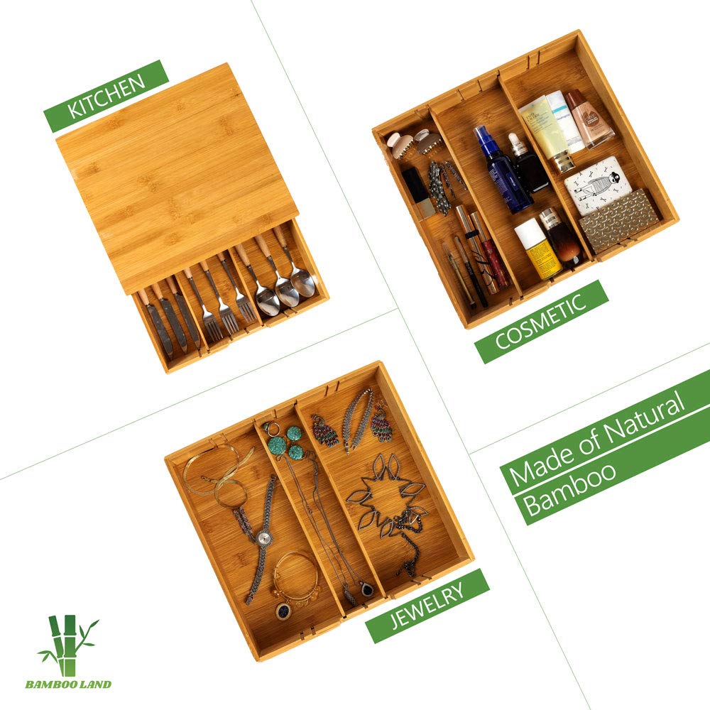 Bamboo Land- Bamboo K Cup Holder, 4 Adjustable Dividers, 36 K Cup Pod Storage, Coffee Pod Drawer, Coffee Pod Holder, Coffee Pod Organizer, Kcup Holder, K Cup Holders for Counter, Coffee Pods Holder