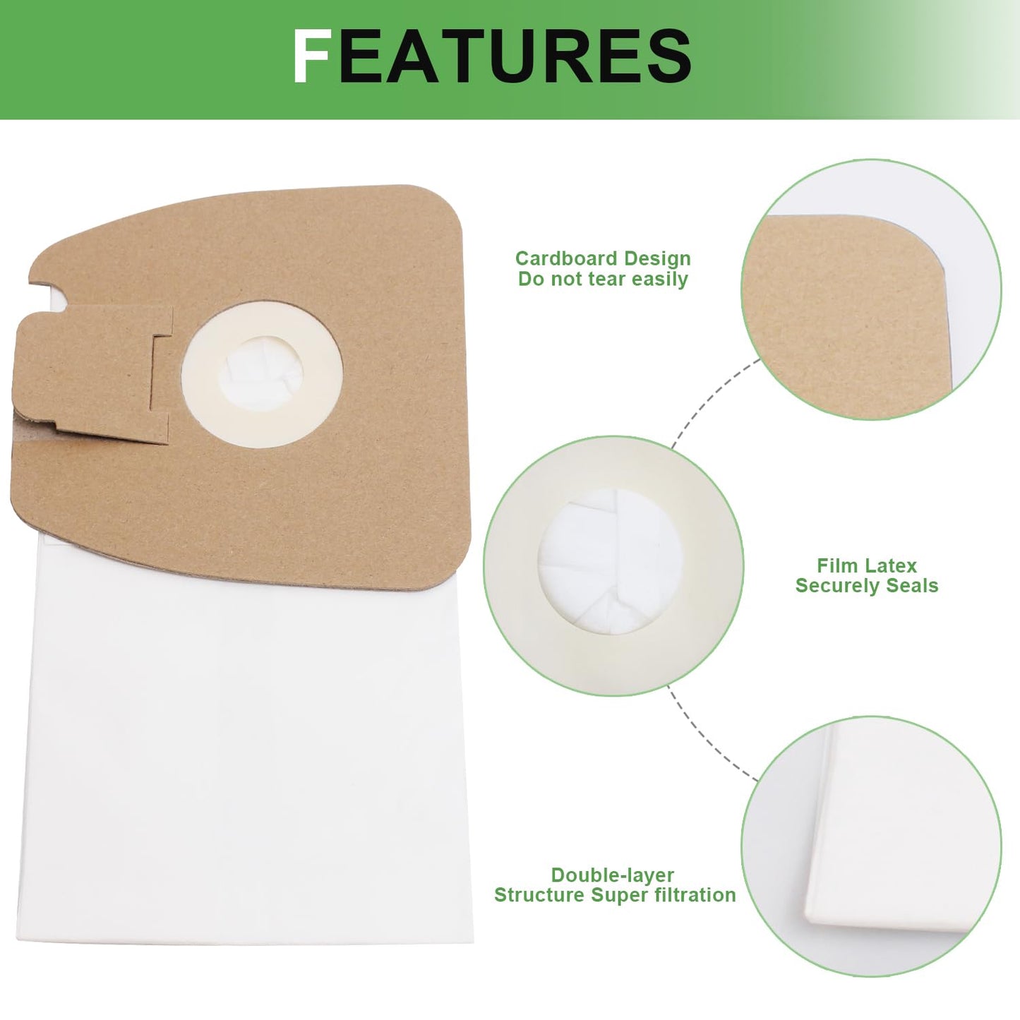 36 Pack Vacuum Bags Replacement for Eureka Mighty Mite 3670 and 3680 Series, MM Vacuum Bags 60295A