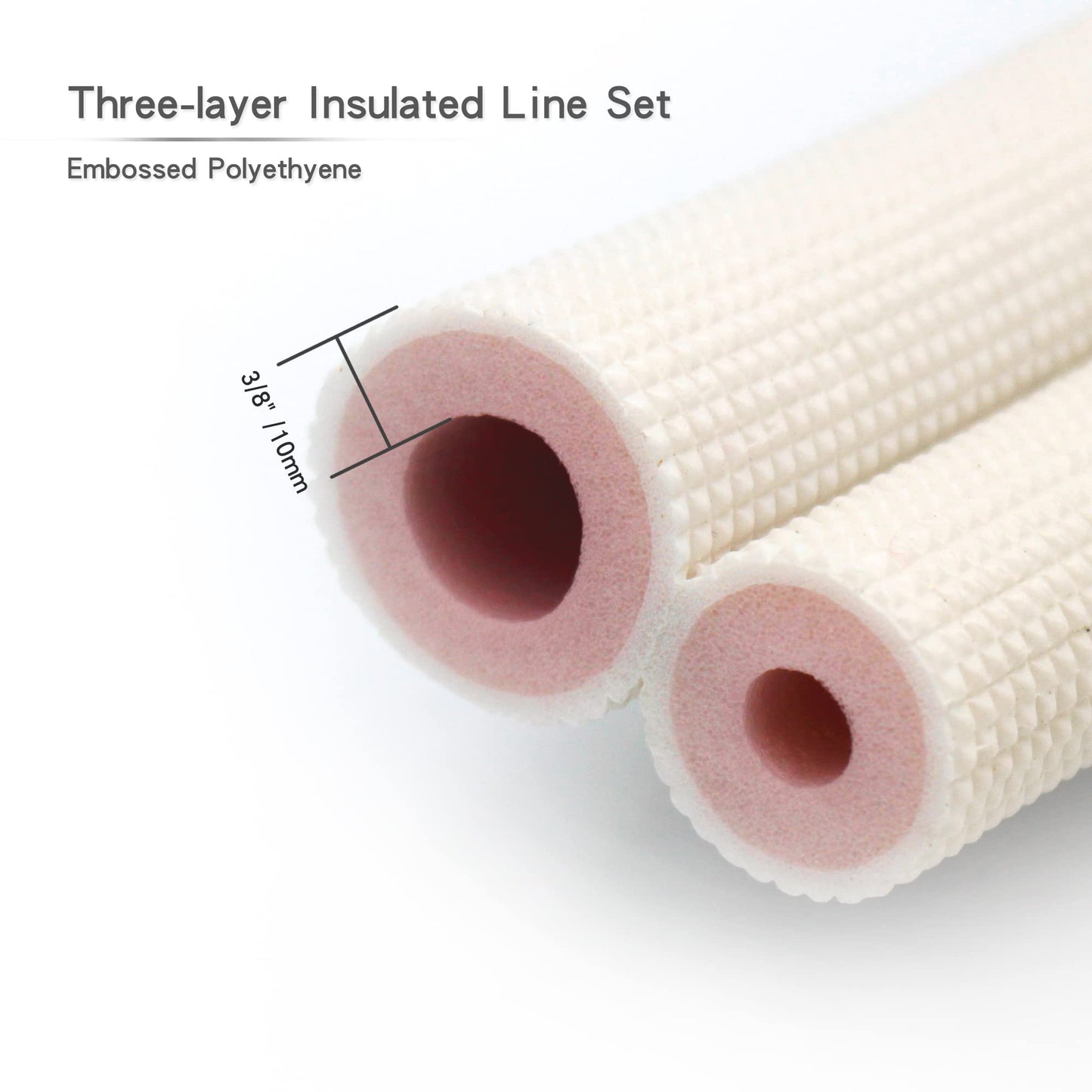 16ft Length Mini Split Line Set,1/4" 5/8" OD Copper Pipes Tubing and 3/8 White PE Thickened Insulated Coil with Flared Nuts for Mini Split Air Conditioner HVAC or Heat Pump System. (16Ft(1/4+5/8))